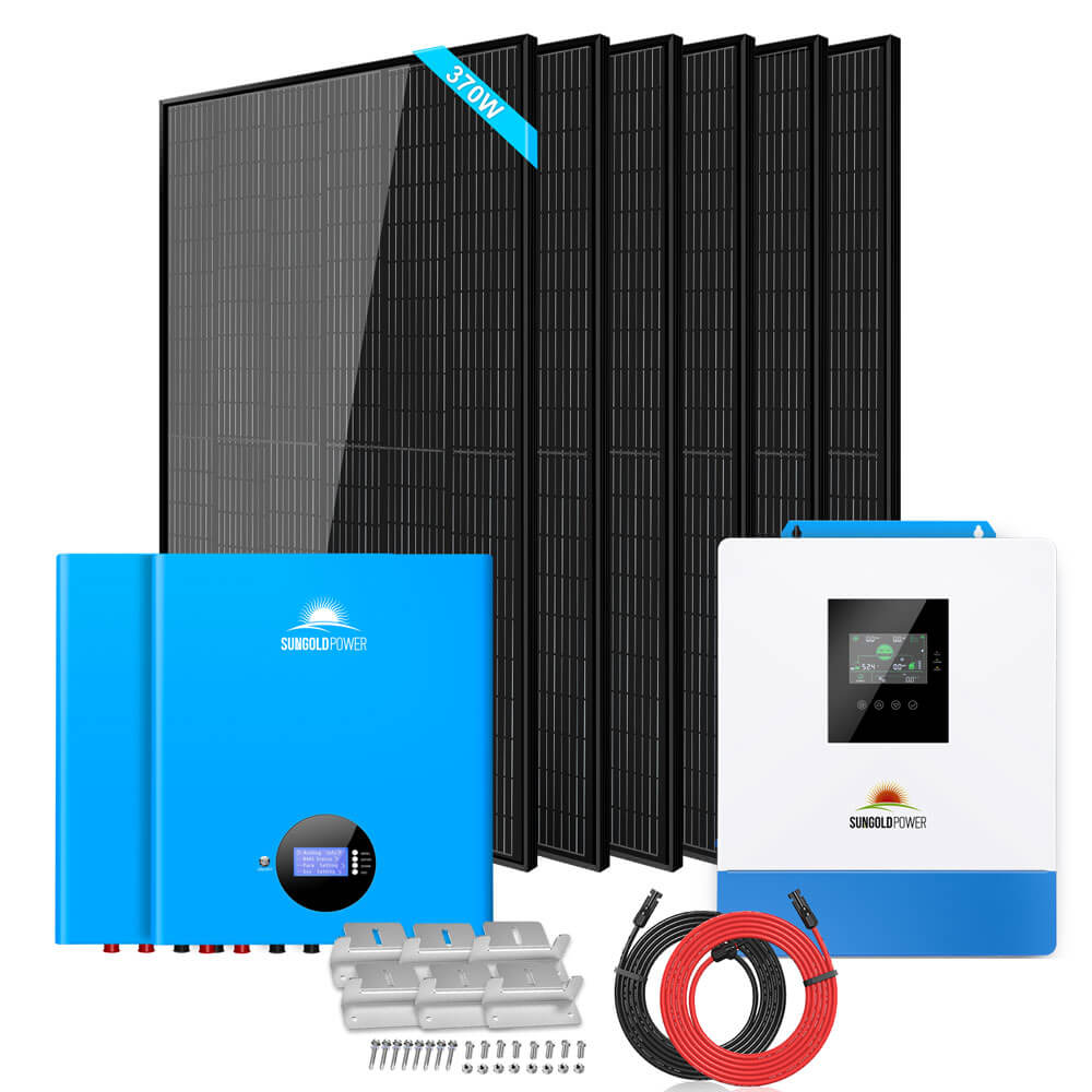 Off-Grid Solar Kit 5000W 48VDC 120V 10.24KWH PowerWall Lithium Battery 6 X 370 Watts Solar Panels SGM-5K10M - Energize Trek