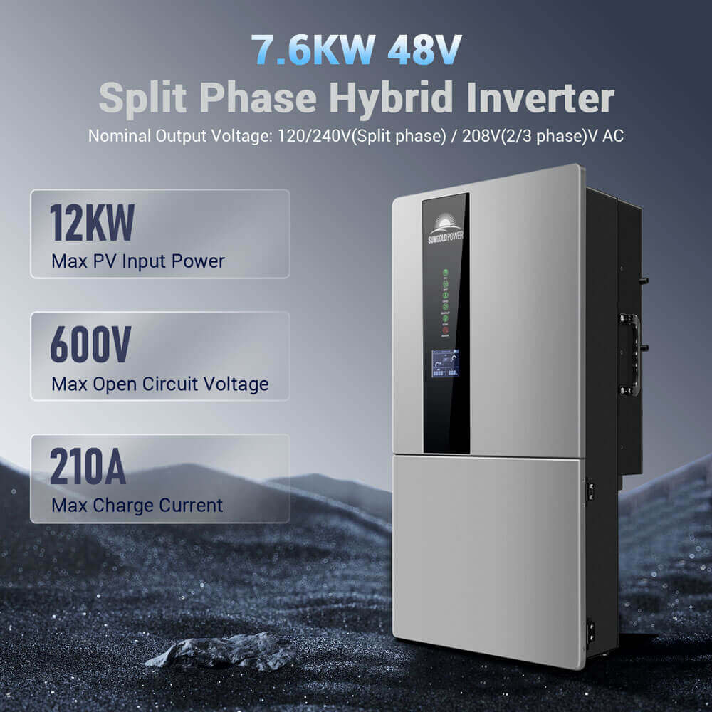 Hybrid Solar Kit 15.2KW 48V Split Phase 30.72 KWH Lithium Battery 32 X 415 Watt Solar Panel SGH-7.6DN6E - Energize Trek