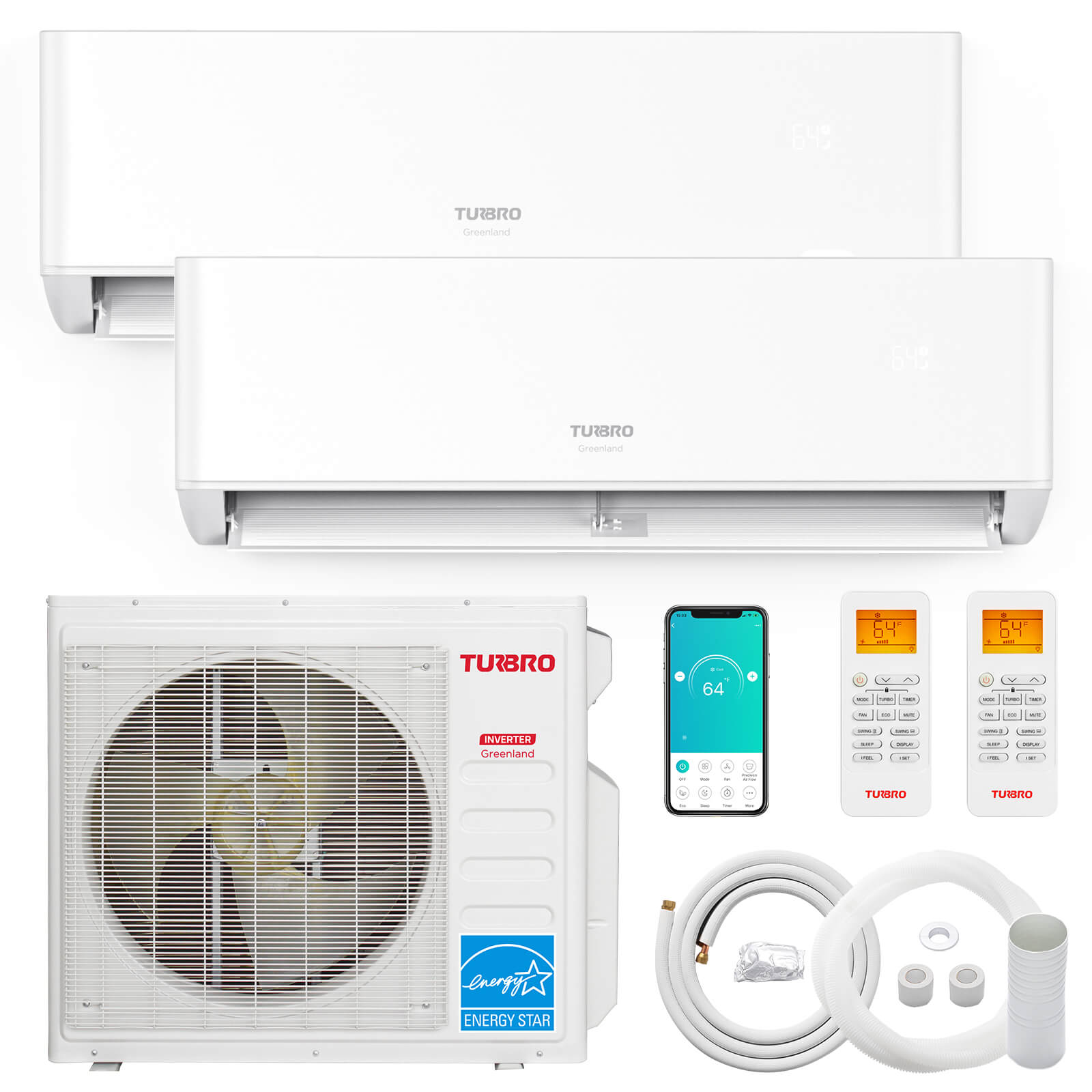 Greenland 27,000 BTU Dual Zone(2) Mini Split AC with Heat Pump (R454B) - Energize Trek