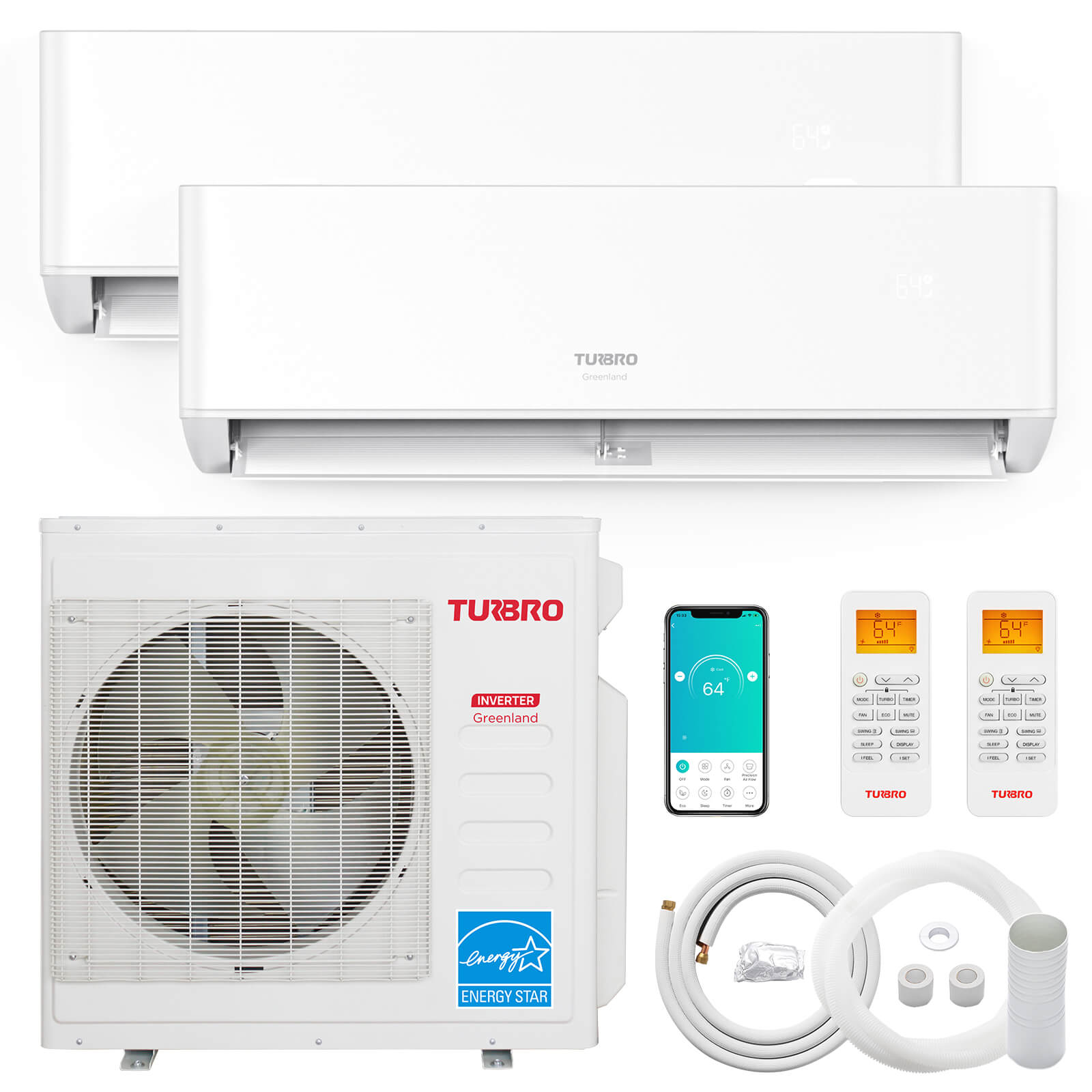 Greenland 36,000 BTU Dual Zone(2) Mini Split Air Conditioner with Heat Pump (R454B Refrigerant) - Energize Trek