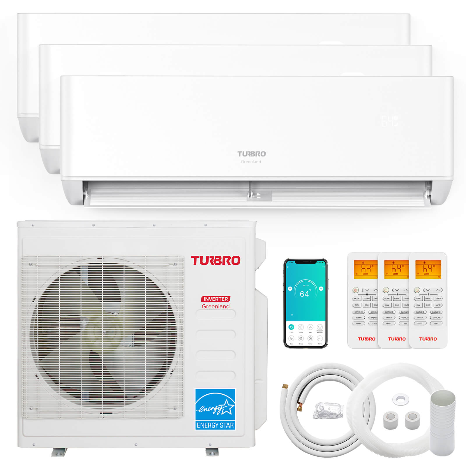 Greenland 36,000 BTU Tri-Zone(3) Mini Split Air Conditioner with Heat Pump (R454B Refrigerant) - Energize Trek