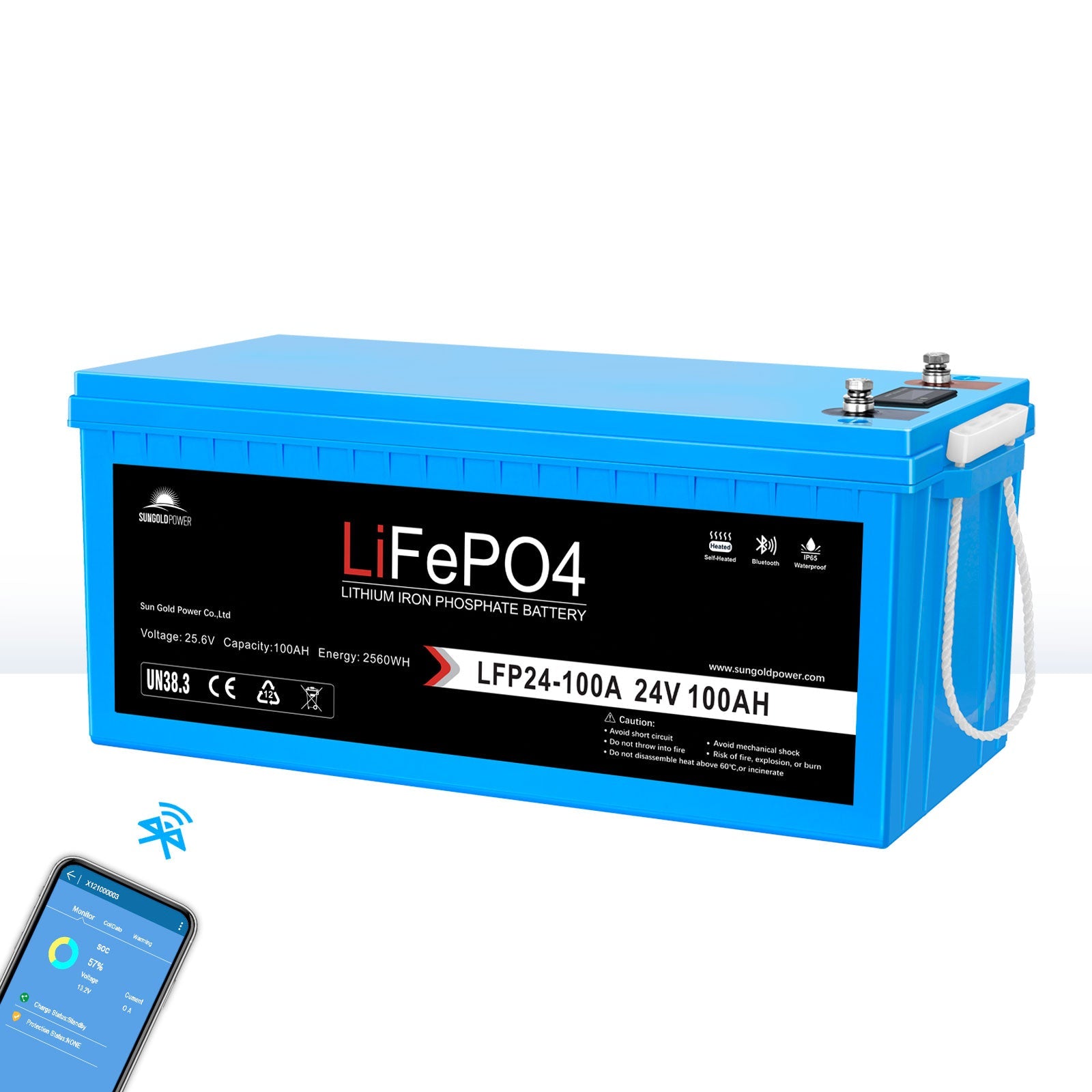 24V 100Ah LiFePo4 Deep Cycle Lithium Battery Bluetooth / Self-Heating / IP65 - Energize Trek
