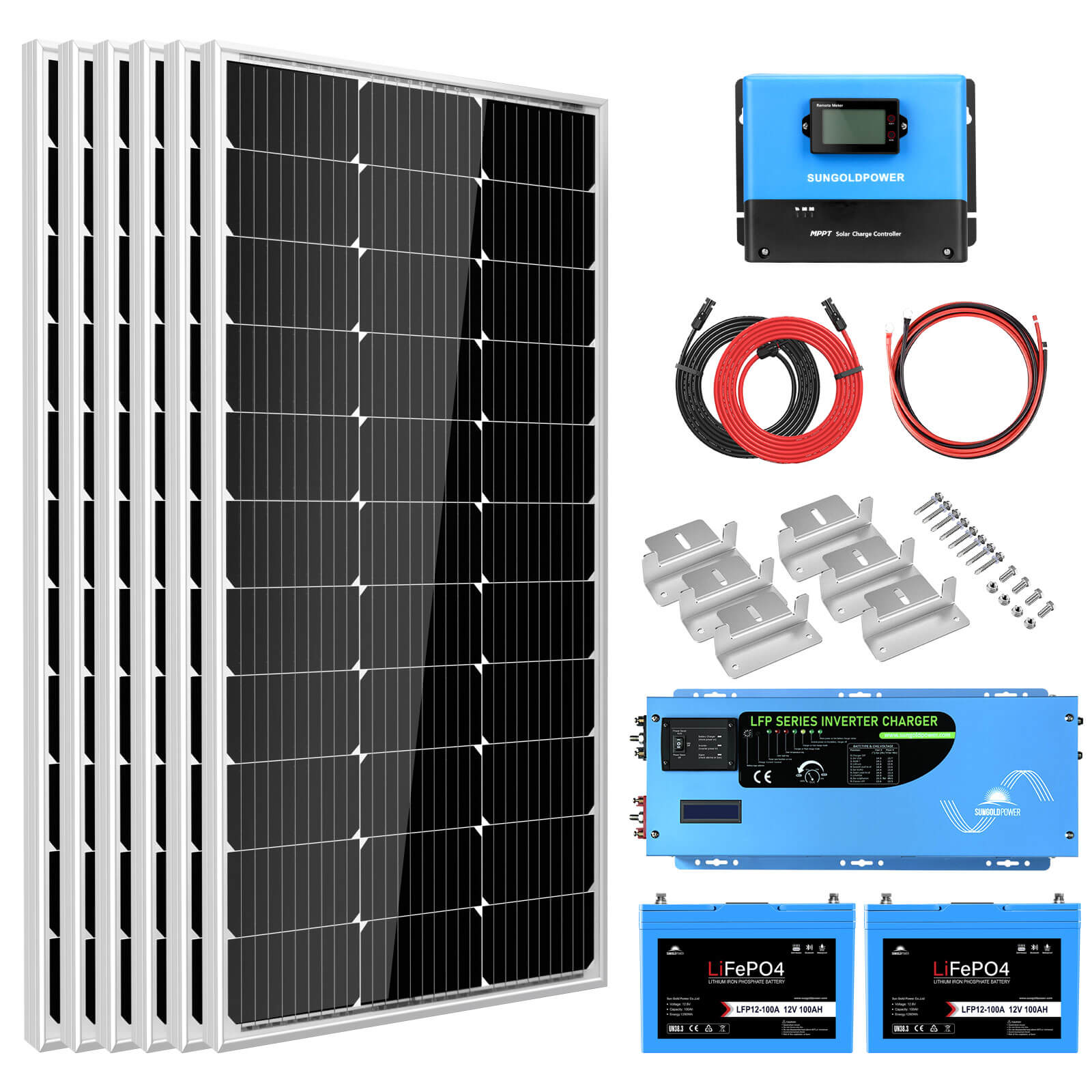 Off Grid Solar Kit 3000W Inverter 12VDC 120V Output LifePO4 Battery 600 watt Solar Back Up SGK-PRO3 - Energize Trek