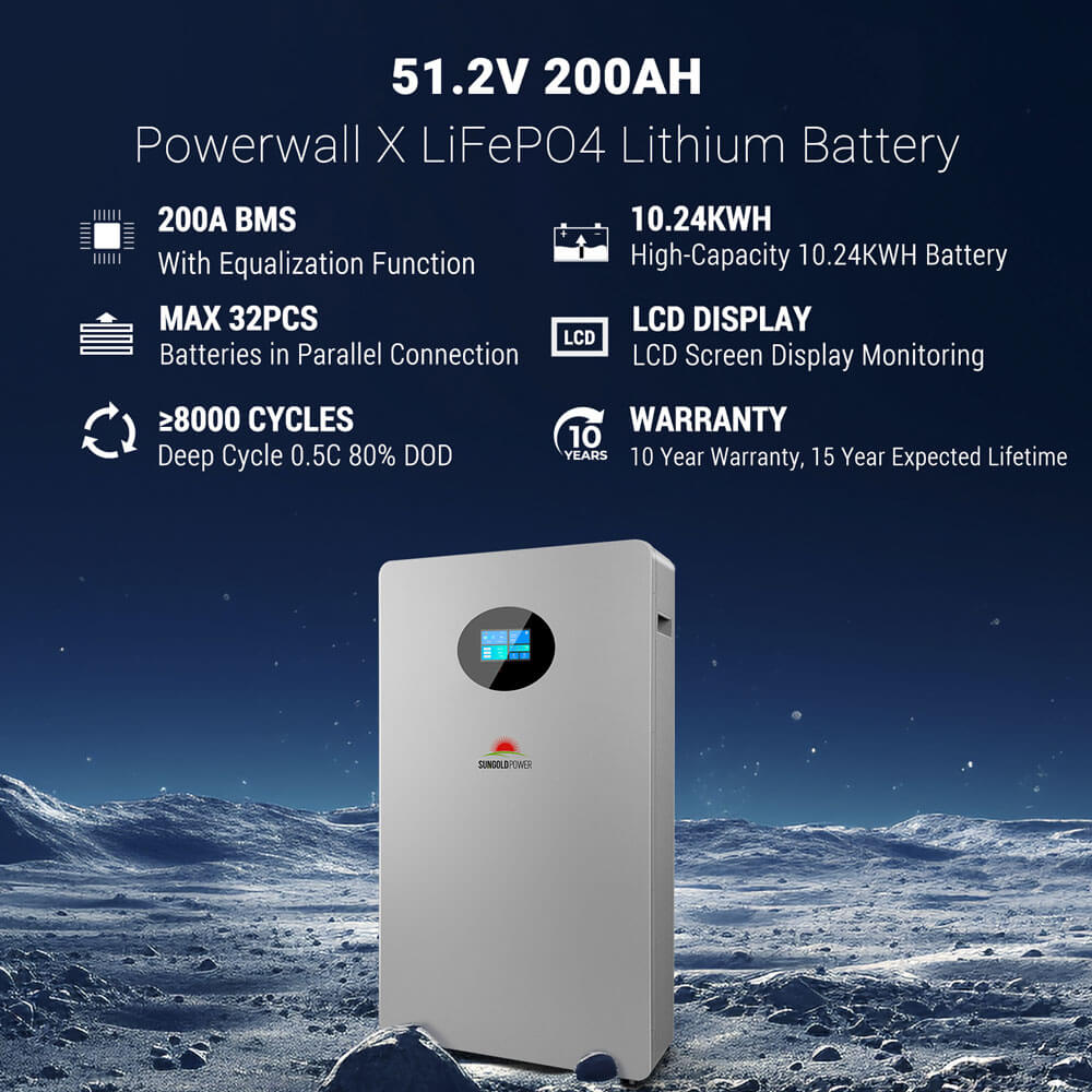 Powerwall X LITHIUM BATTERY 51.2V 200AH SG48200T - Energize Trek