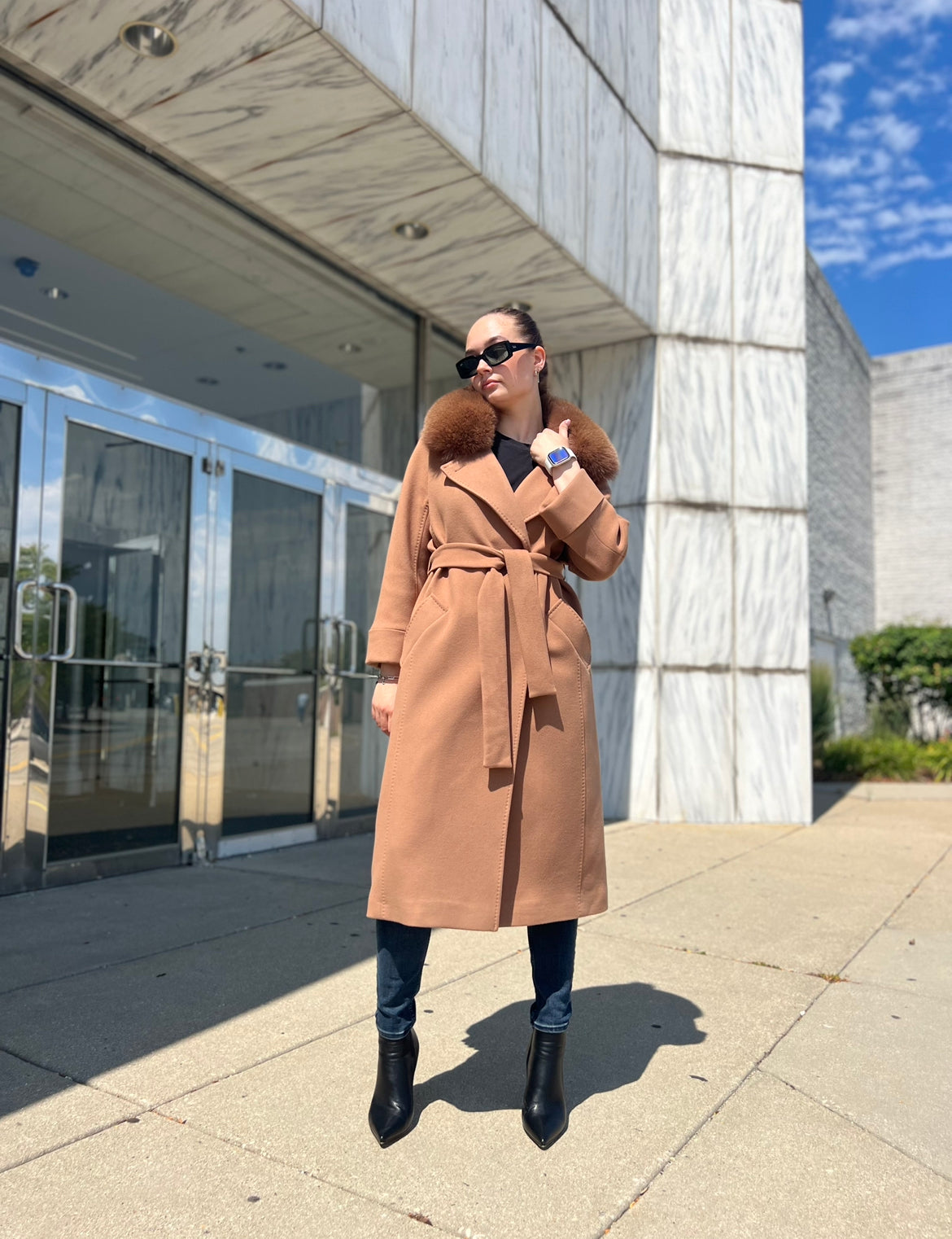 Genuine Polar Fox Tailored Cashmere Wool Coat - Energize Trek