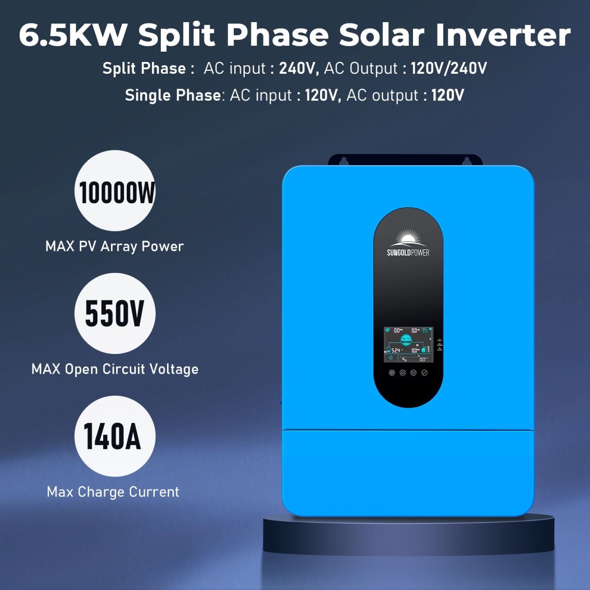 Complete off Grid Solar Kit 6500W 48V 120V/240V output 10.24KWH Lithium Battery 2700 Watt Solar Panel SGK-65PRO - Energize Trek