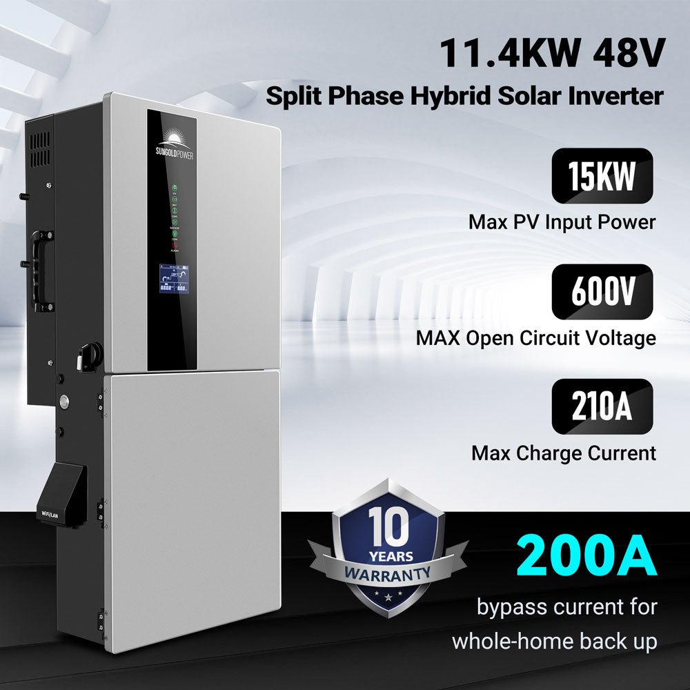 11.4KW 48V Split Phase Hybrid Solar Inverter | Whole Home Backup (200A) | SGN-11K15PRO - Energize Trek
