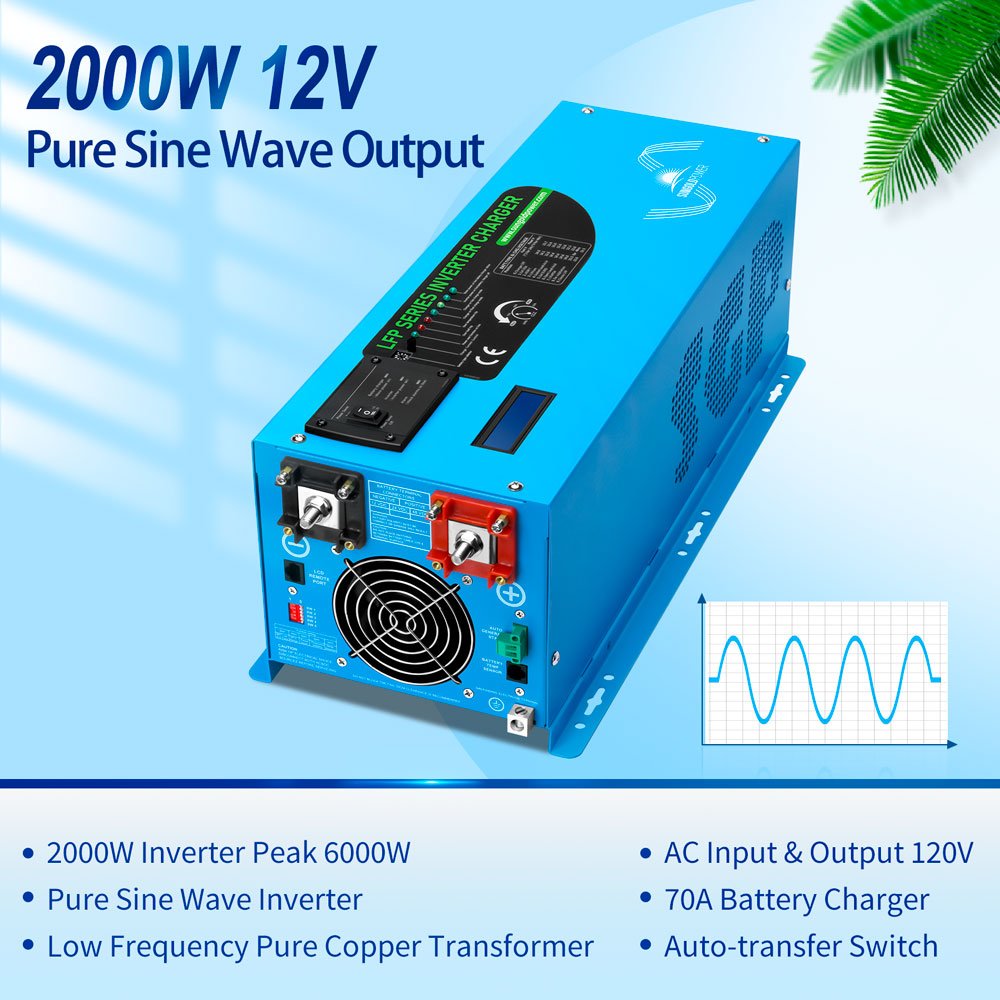 2000W DC 12V Pure Sine Wave Inverter With Charger - Energize Trek