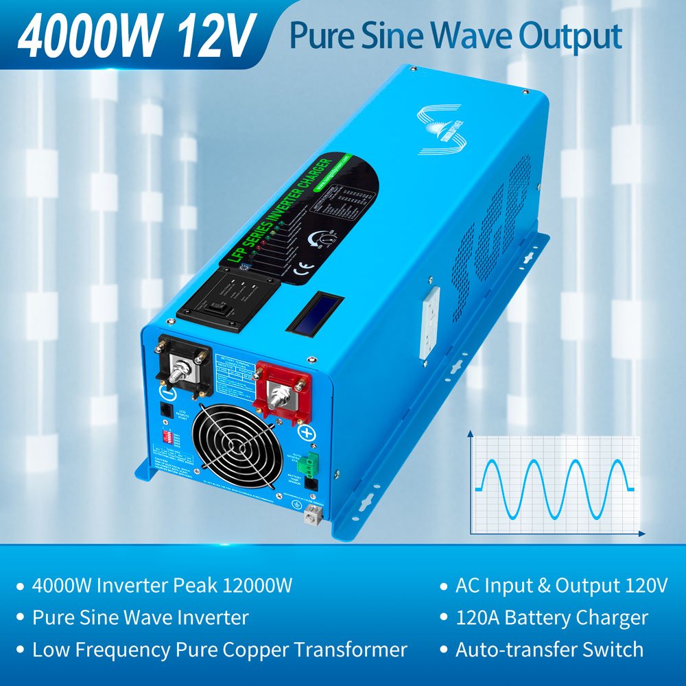 4000W DC 12V Pure Sine Wave Inverter With Charger - Energize Trek
