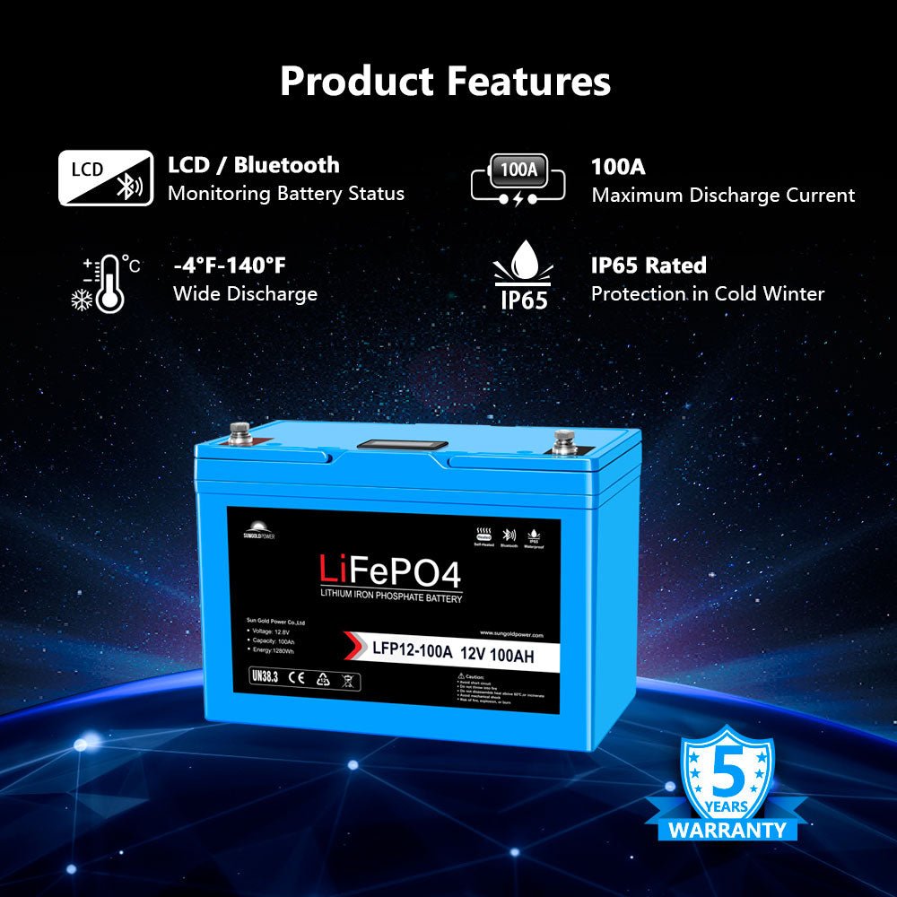 4 X 12V 100AH LiFePO4 Deep Cycle Lithium Battery / Bluetooth /Self-heating / IP65 - Energize Trek