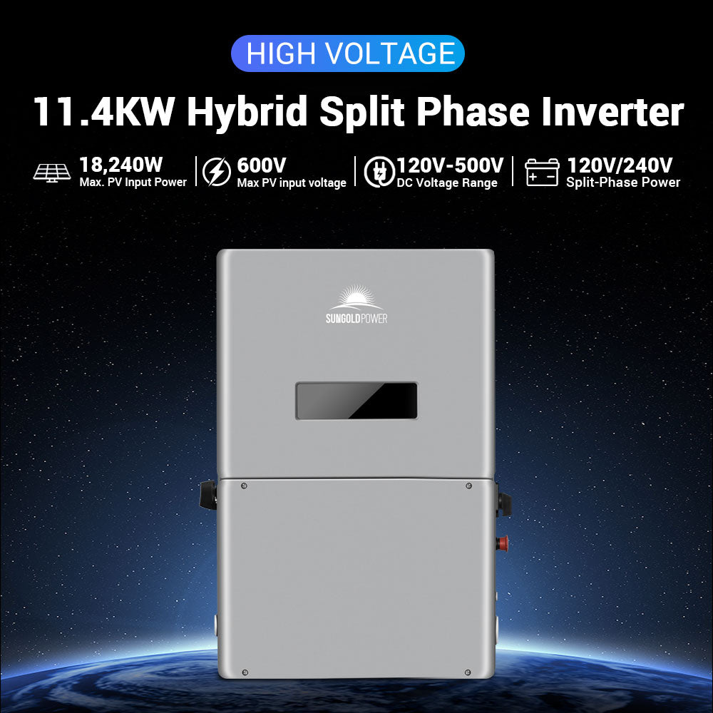 High Voltage 11.4KW Hybrid Split Phase Inverter with APS Transmitter SG11.4KHB-HV - Energize Trek