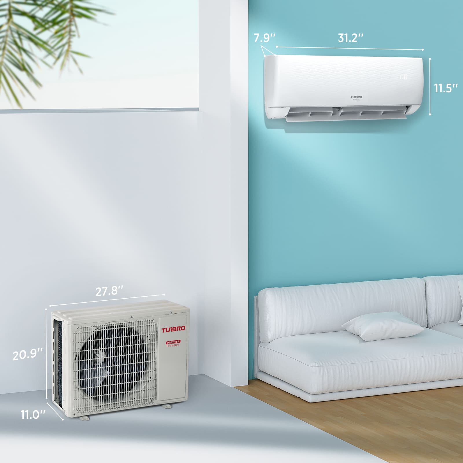 Finnmark 9000 BTU WiFi Ductless Mini Split AC with Heat Pump, 115V/230V (R32 Refrigerant) - Energize Trek