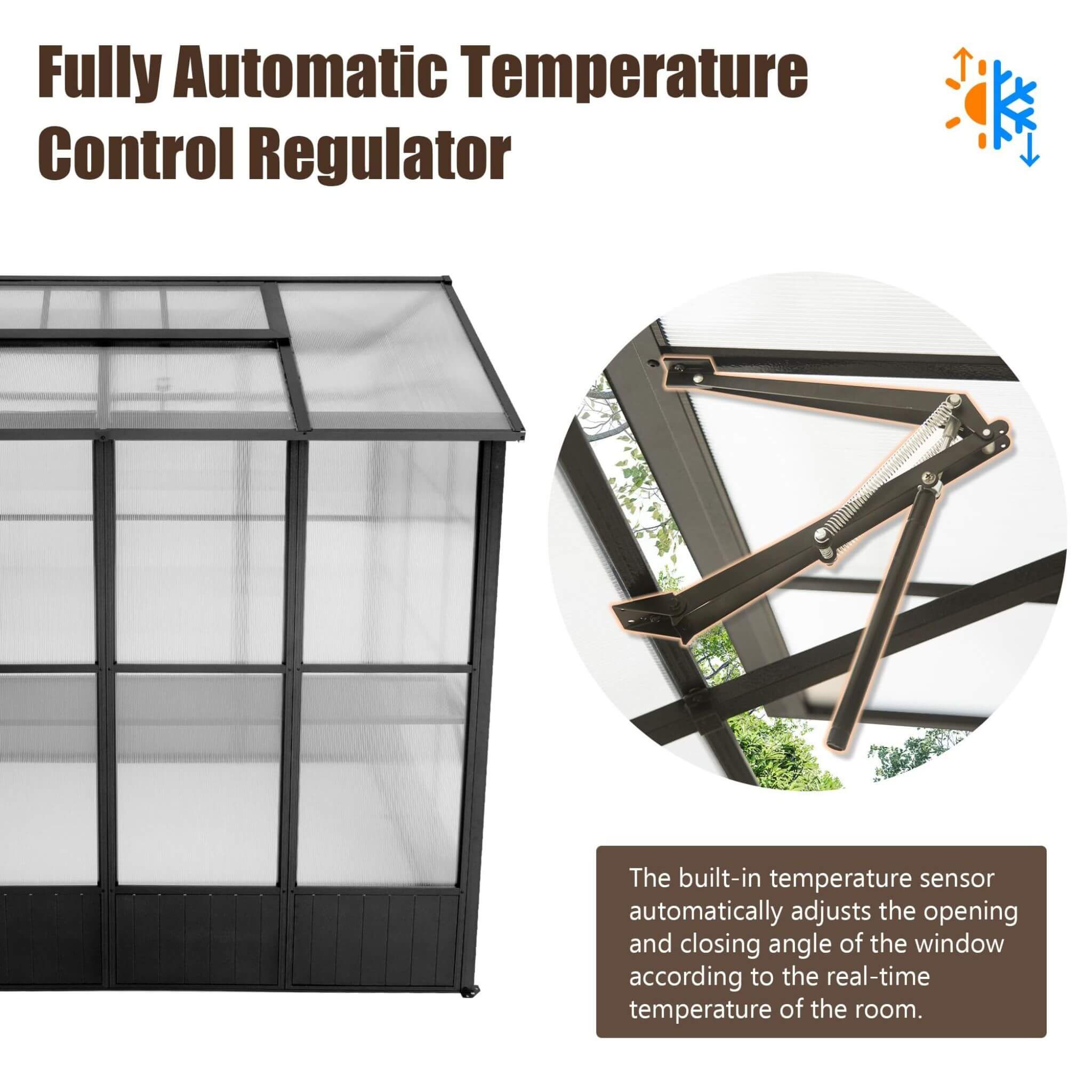 [06X08FT] Heavy Duty Outdoor Polycarbonate Greenhouse With Fully Automatic Temperature Control Vent (SAK51892) - Energize Trek
