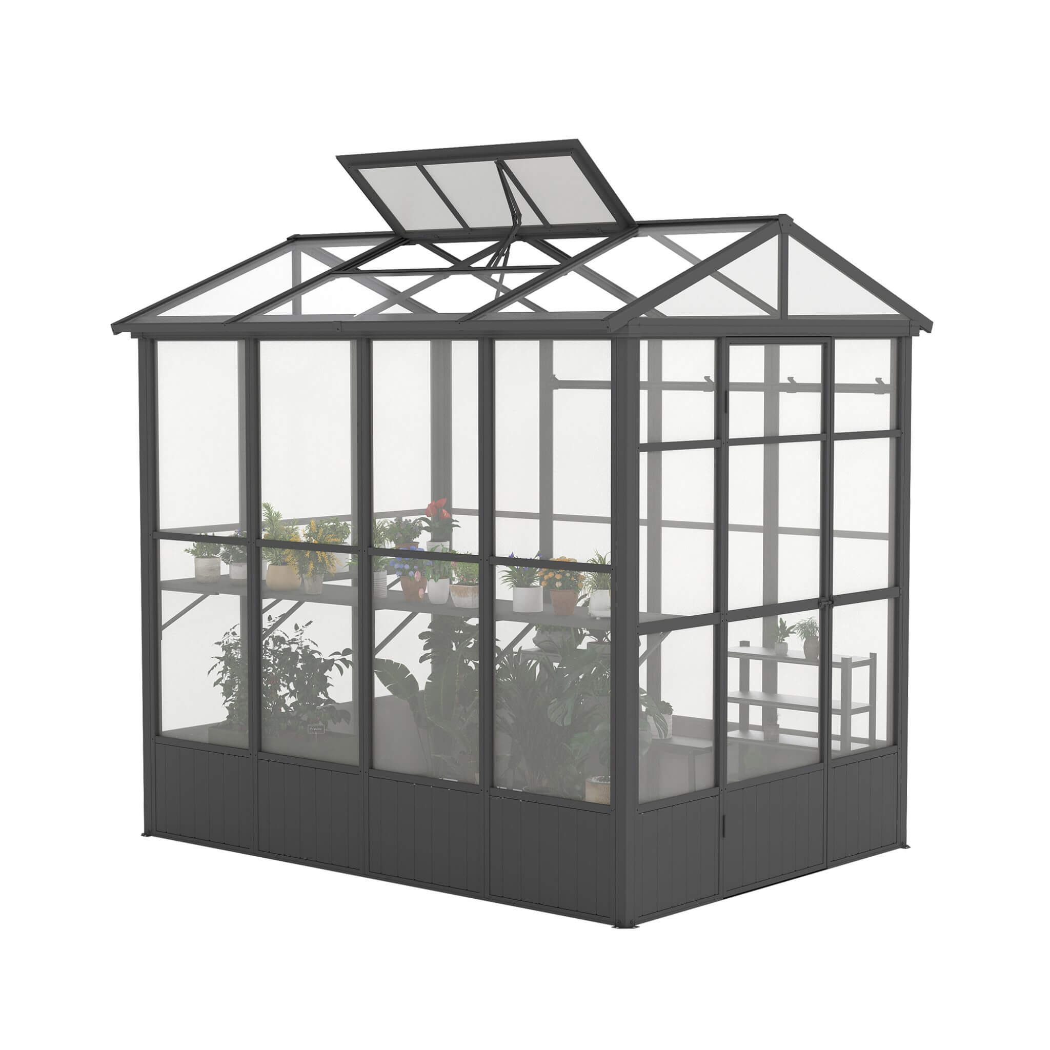 [06X08FT] Heavy Duty Outdoor Polycarbonate Greenhouse With Fully Automatic Temperature Control Vent (SAK51892) - Energize Trek