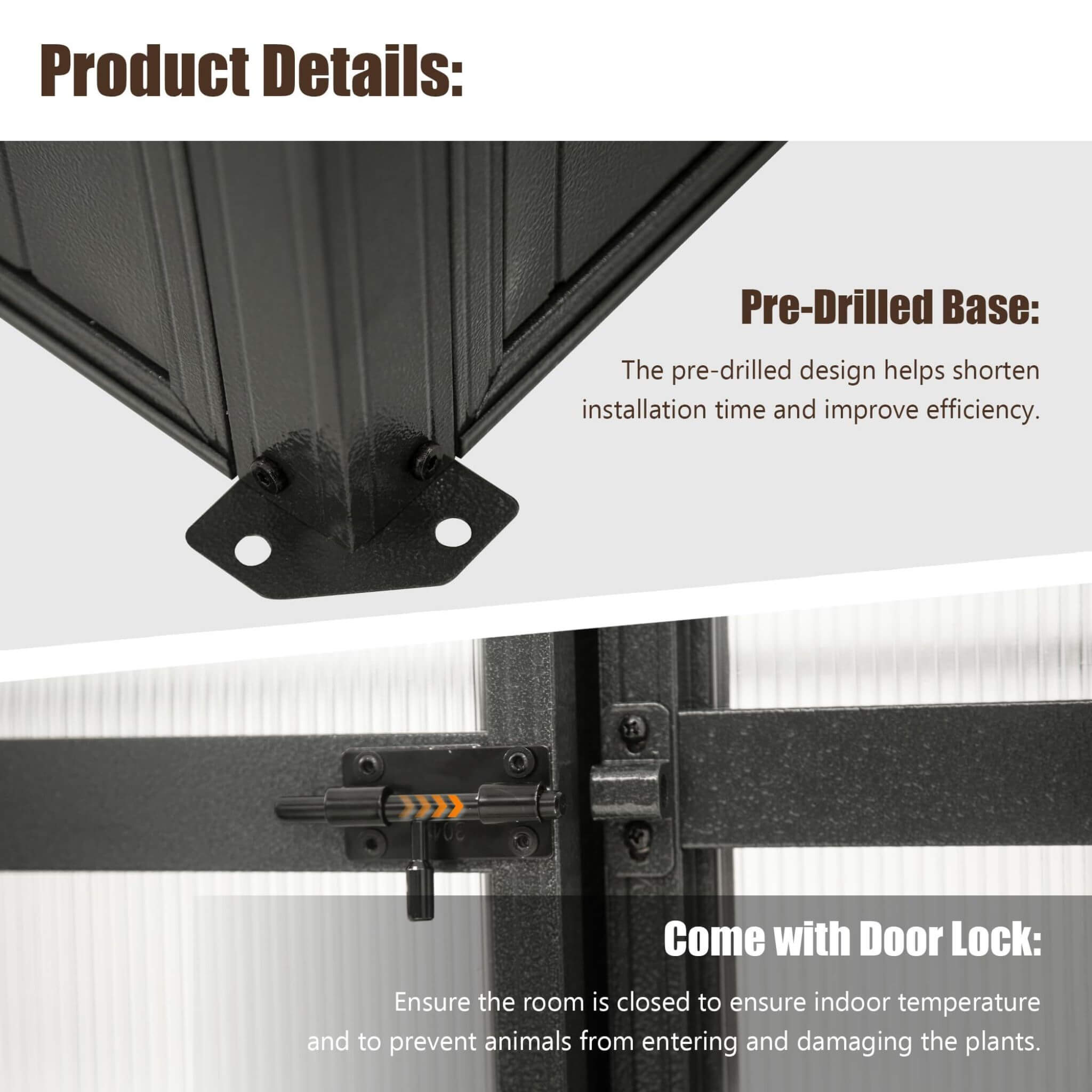 [06X08FT] Heavy Duty Outdoor Polycarbonate Greenhouse With Fully Automatic Temperature Control Vent (SAK51892) - Energize Trek