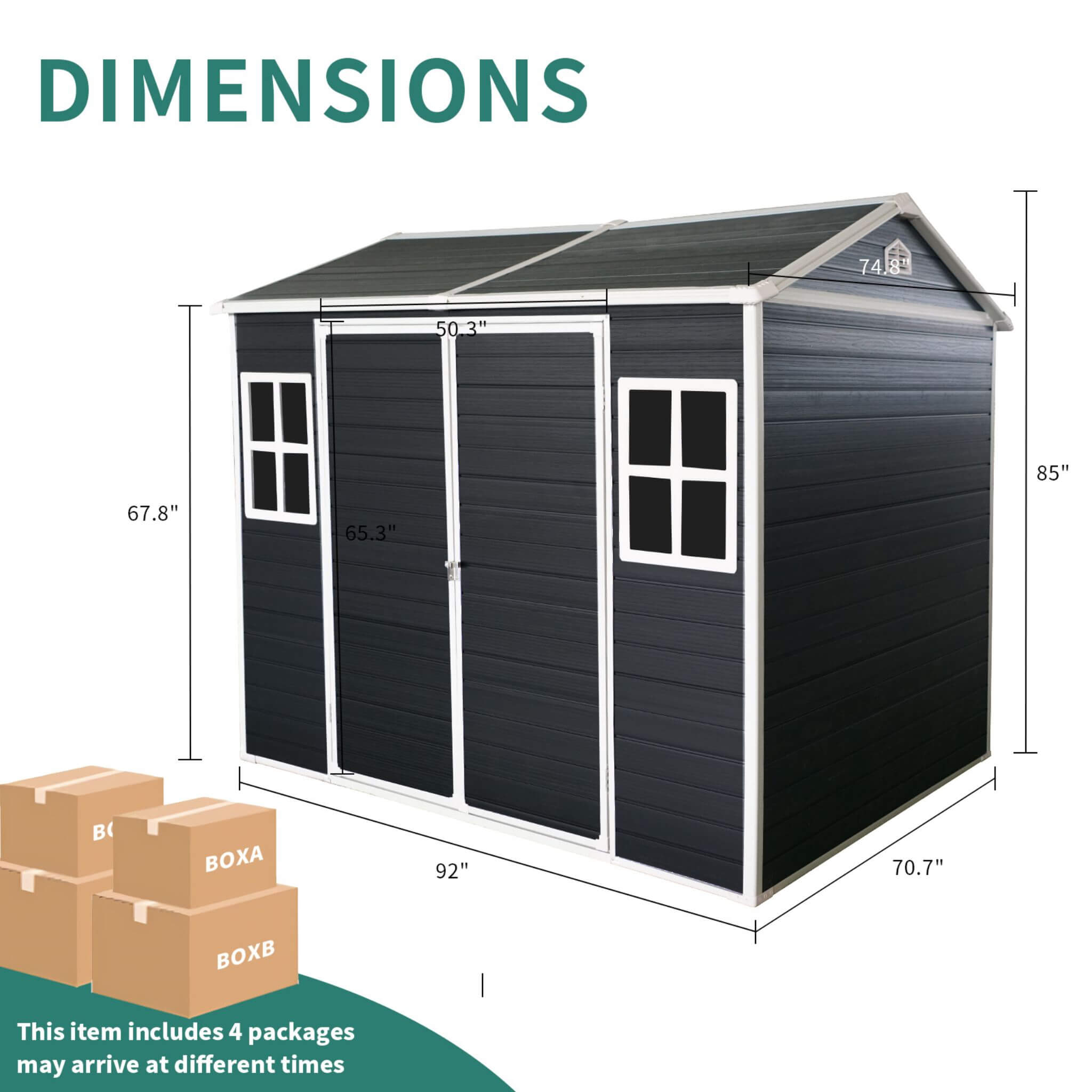 [06x08FT] Outdoor Resin Patio Garden Shed With Floor, 2 Windows, And Lockable Doors (SAK54953) - Energize Trek