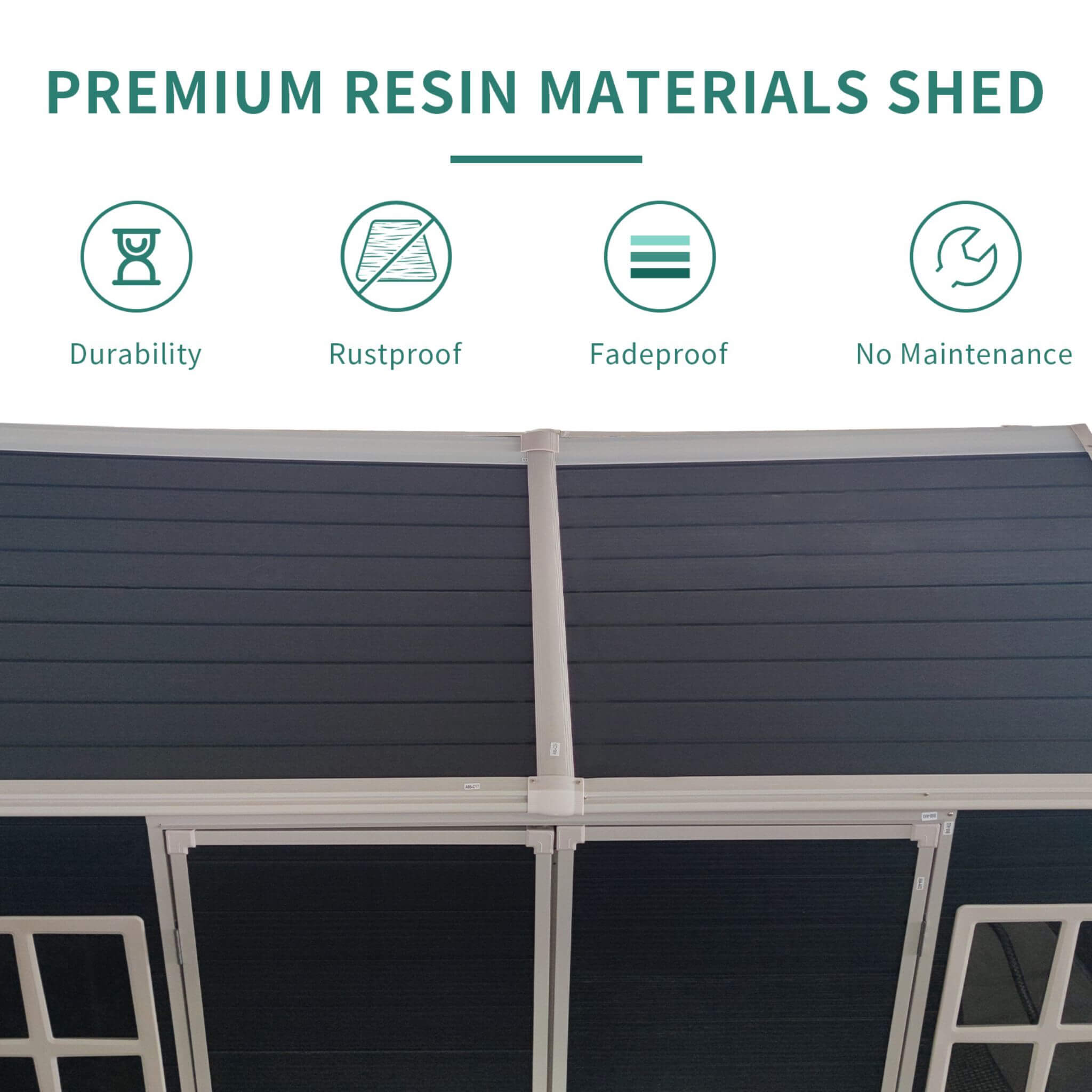 [06x08FT] Outdoor Resin Patio Garden Shed With Floor, 2 Windows, And Lockable Doors (SAK54953) - Energize Trek