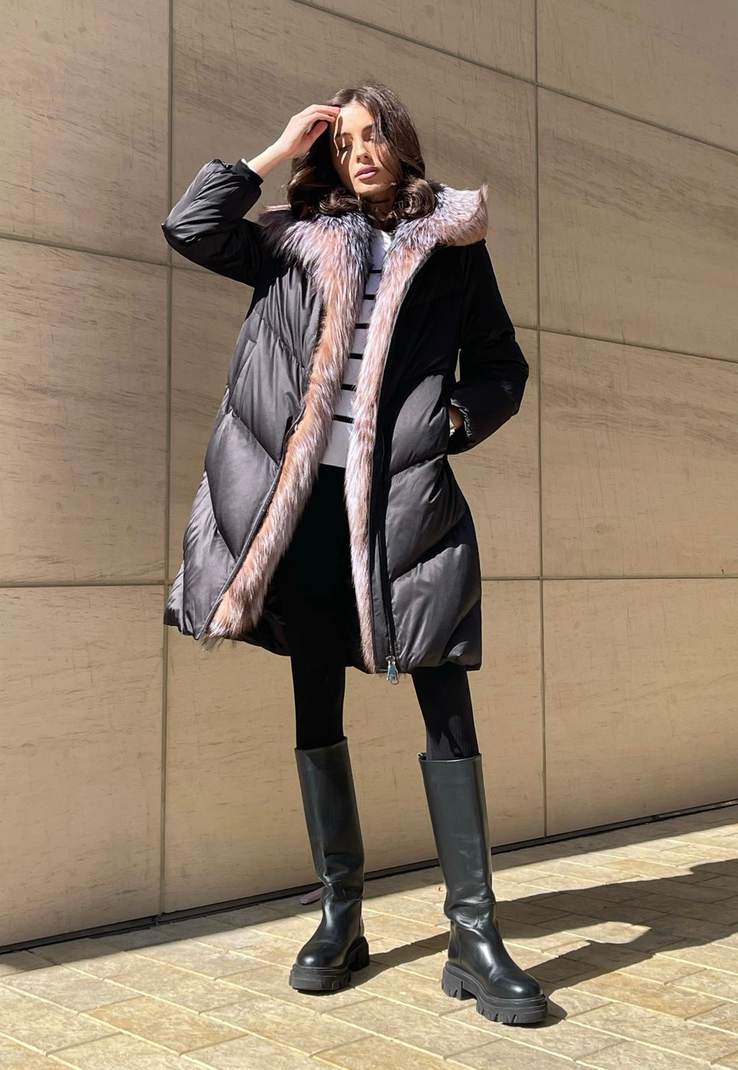 Léa Genuine Silver Fox Down Fill Puff Parka - Energize Trek