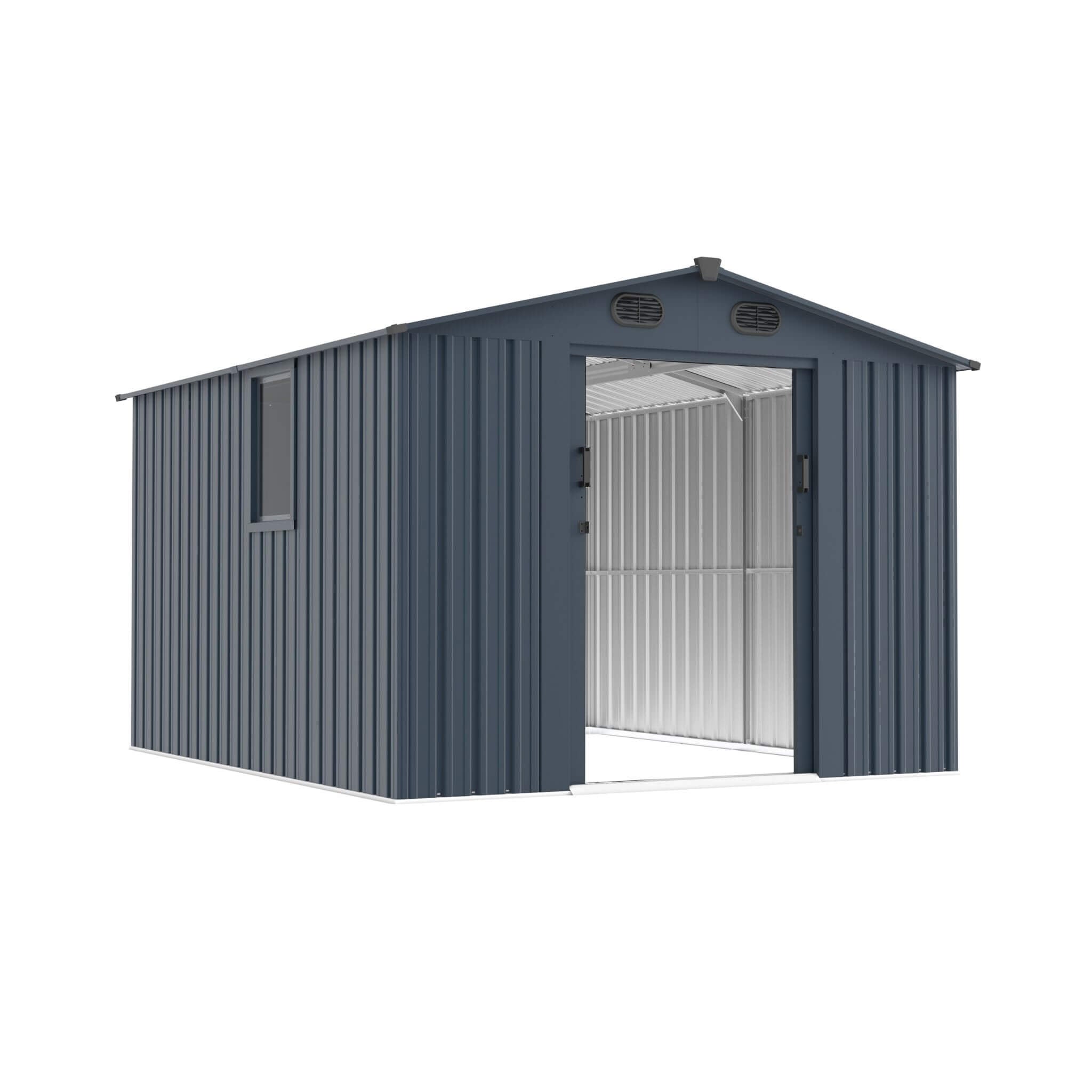 [08x10FT] Large Outdoor Metal Storage Tool Shed With Window And Lockable Doors (SAK32987) - Energize Trek