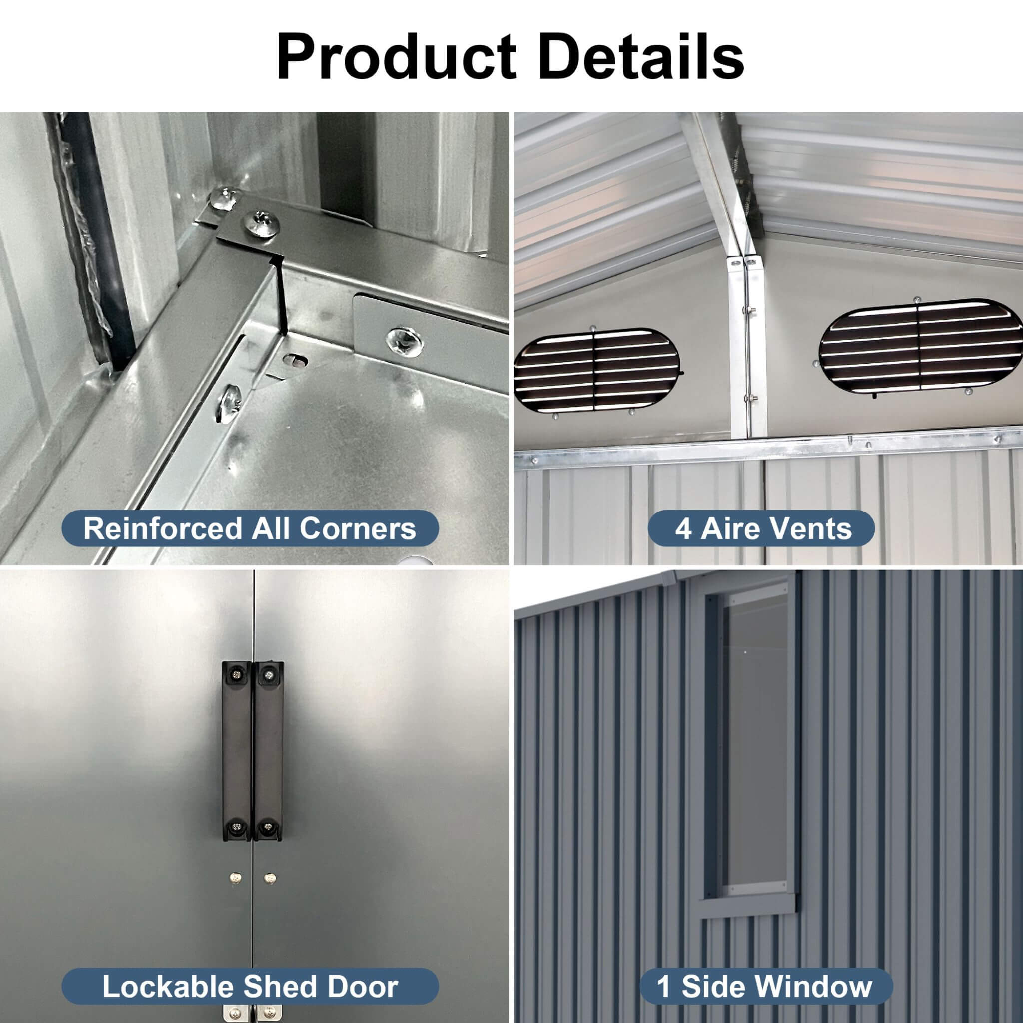 [08x10FT] Large Outdoor Metal Storage Tool Shed With Window And Lockable Doors (SAK32987) - Energize Trek