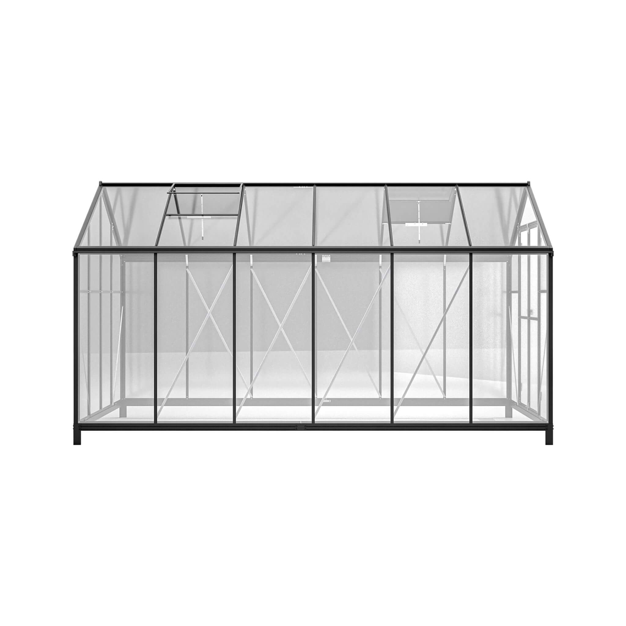 [08X12FT] Large Outdoor Heavy Duty Polycarbonate Walk-In Greenhouse With Double Swing Doors And Two Ventilation Windows (SAK73651) - Energize Trek