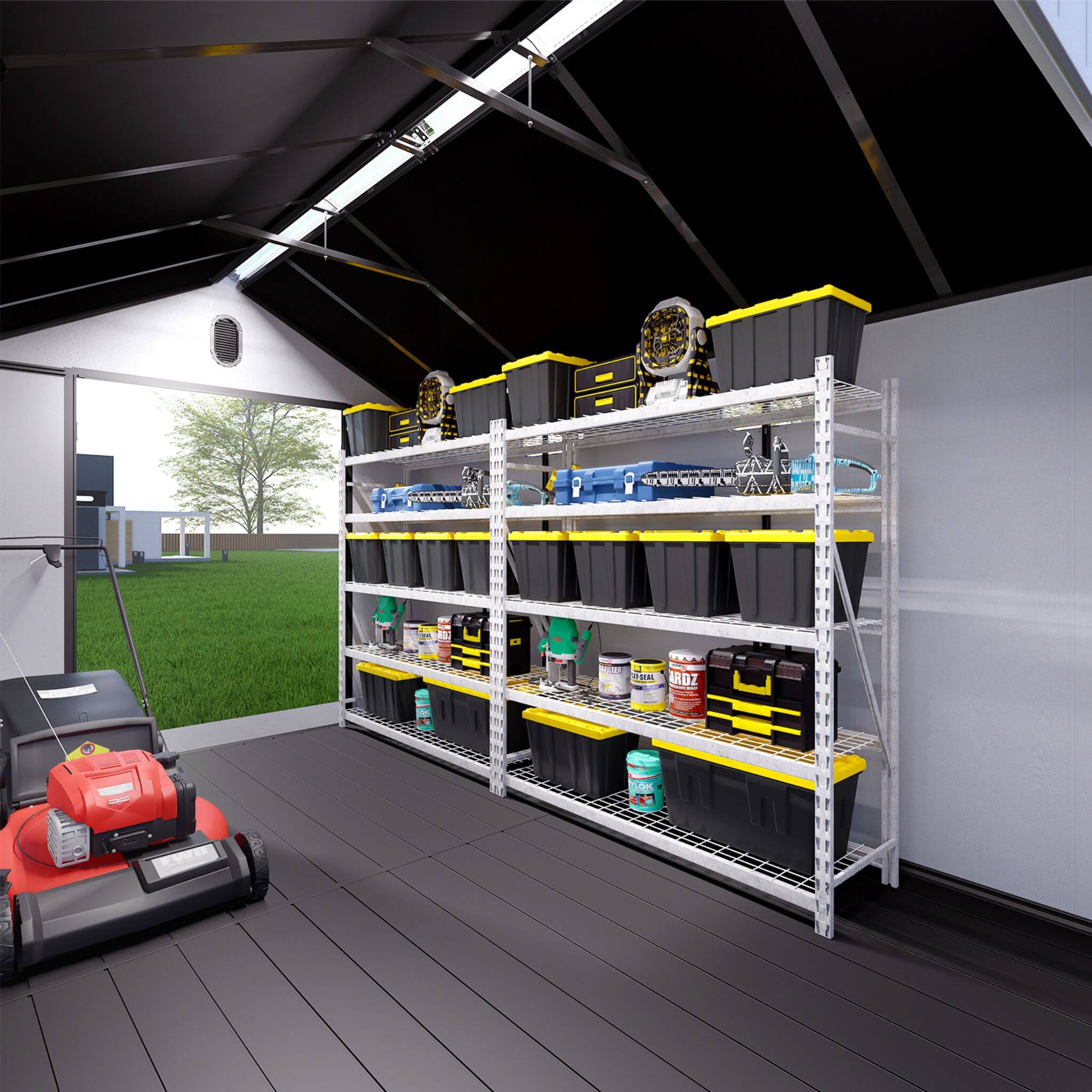 [08X12FT] Large Polypropylene Storage Shed With Reinforced Floor And Lockable Swing Doors (SAK07451) - Energize Trek