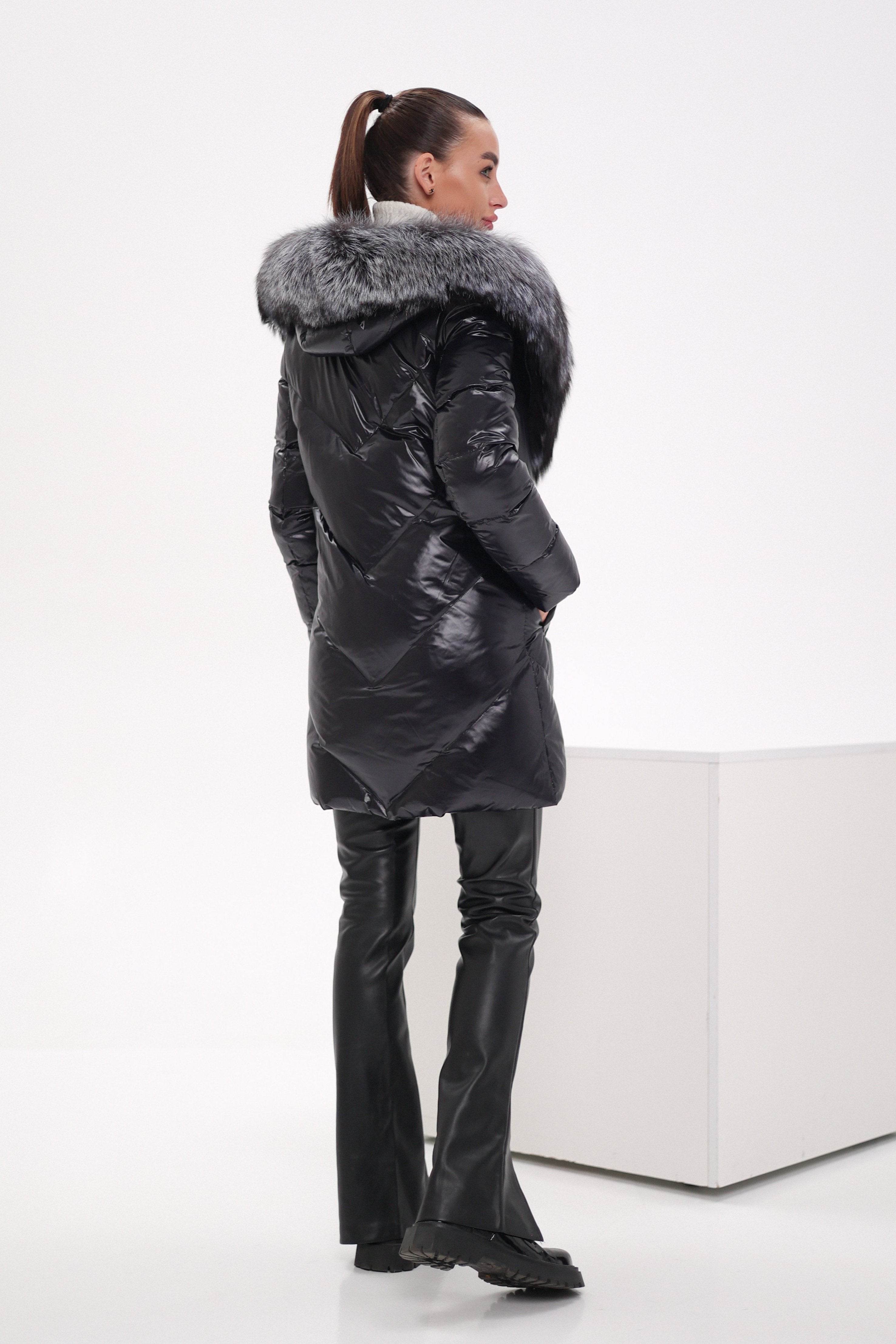 Genuine Silver Fox Fur Down Fill Coat - Energize Trek
