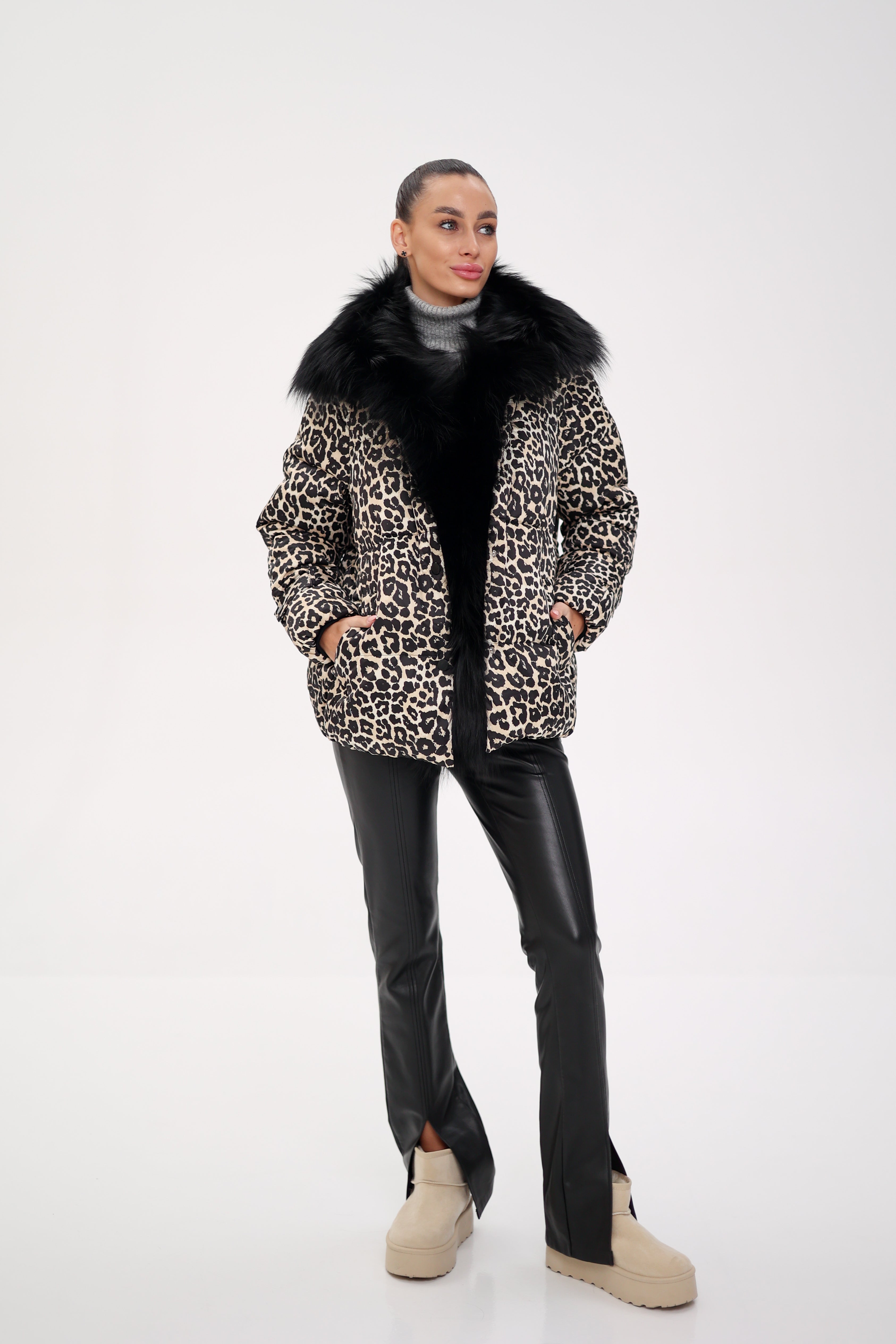 Genuine Polar Fox Leopard Luxe Down Parka - Energize Trek