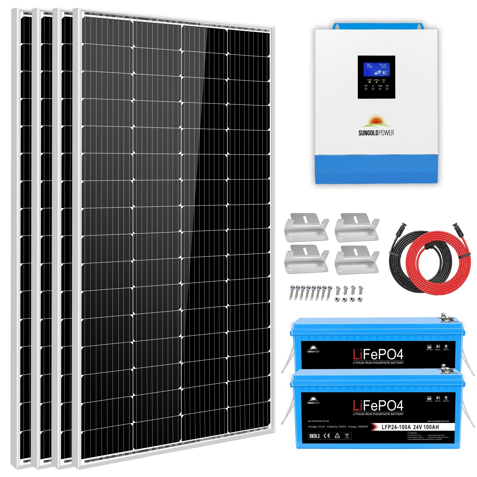 Solar Kit 3000W 24V Inverter 120V output Lithium Battery 800 Watt Solar Panel SGKT-3PRO - Energize Trek