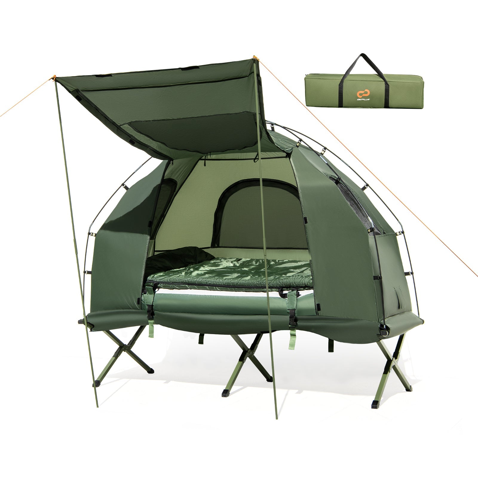 1-Person Folding Camping Tent with Sunshade and Air Mattress - Energize Trek