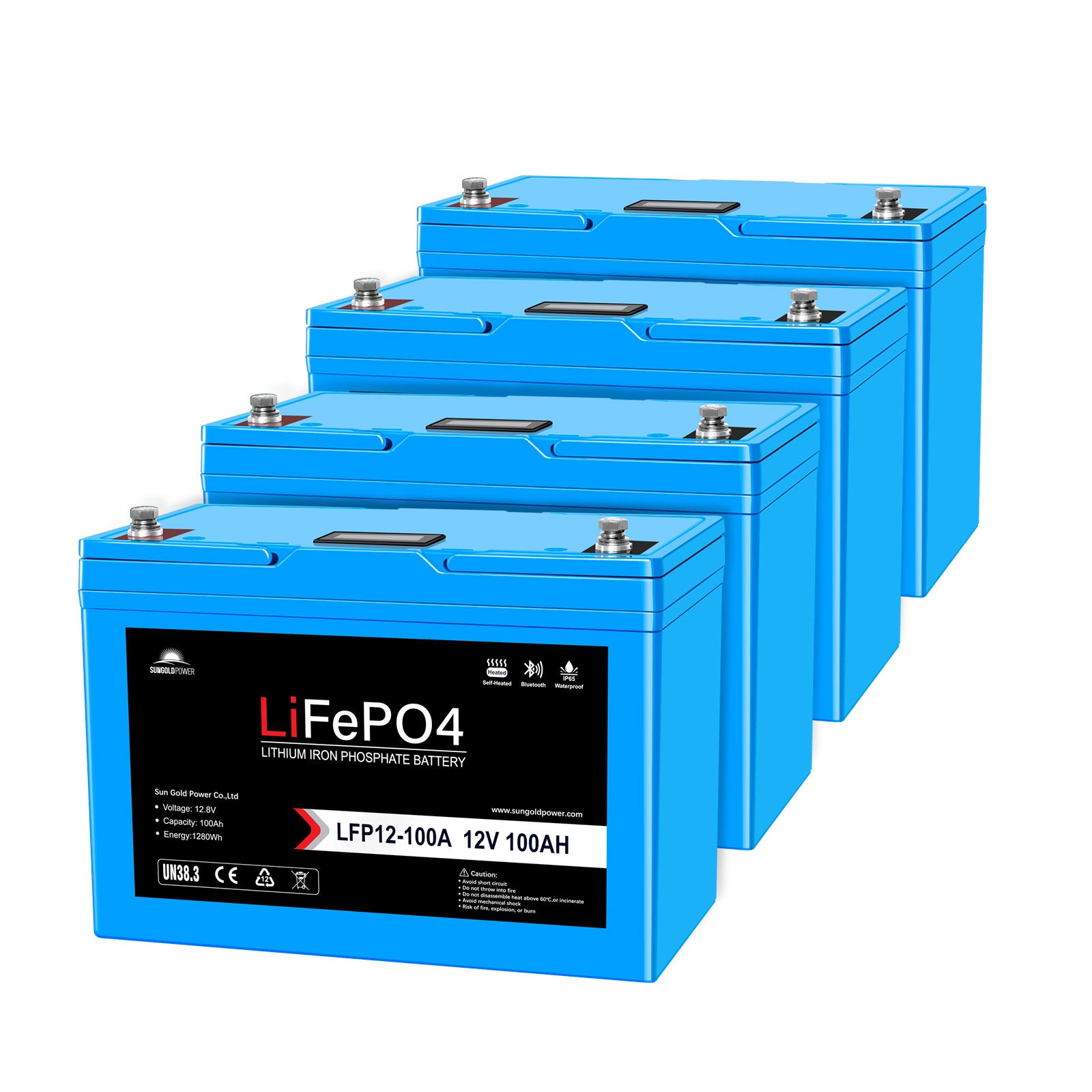 4 X 12V 100AH LiFePO4 Deep Cycle Lithium Battery / Bluetooth /Self-heating / IP65 - Energize Trek