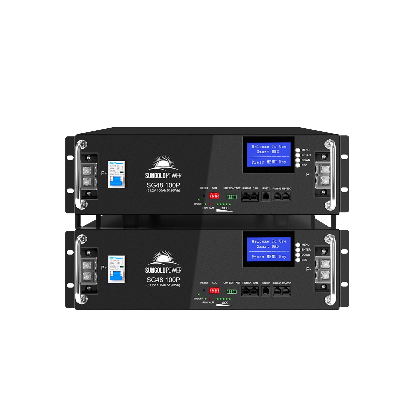 2 X 48V 100AH Server Rack LiFePO4 Lithium  Battery SG48100P UL1973 UL9540A - Energize Trek