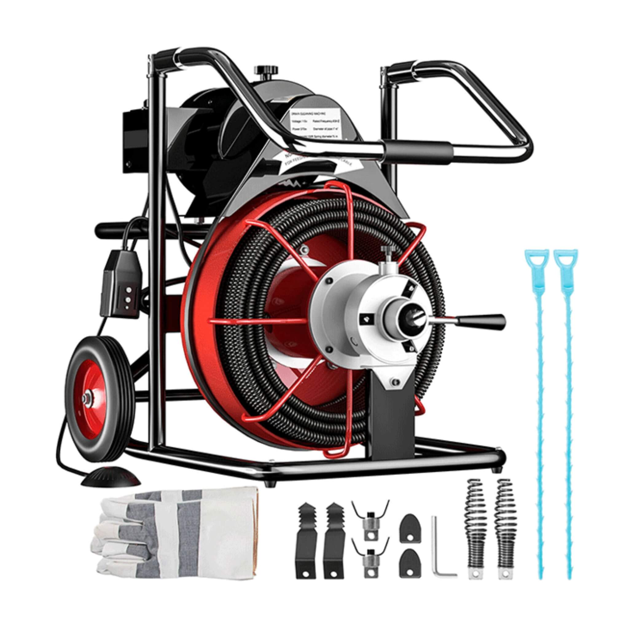 [100FT X 3/8"] Electric Sewer Drain Cleaner Snake Clog Machine W/ Cutter (SAK53785) - Energize Trek