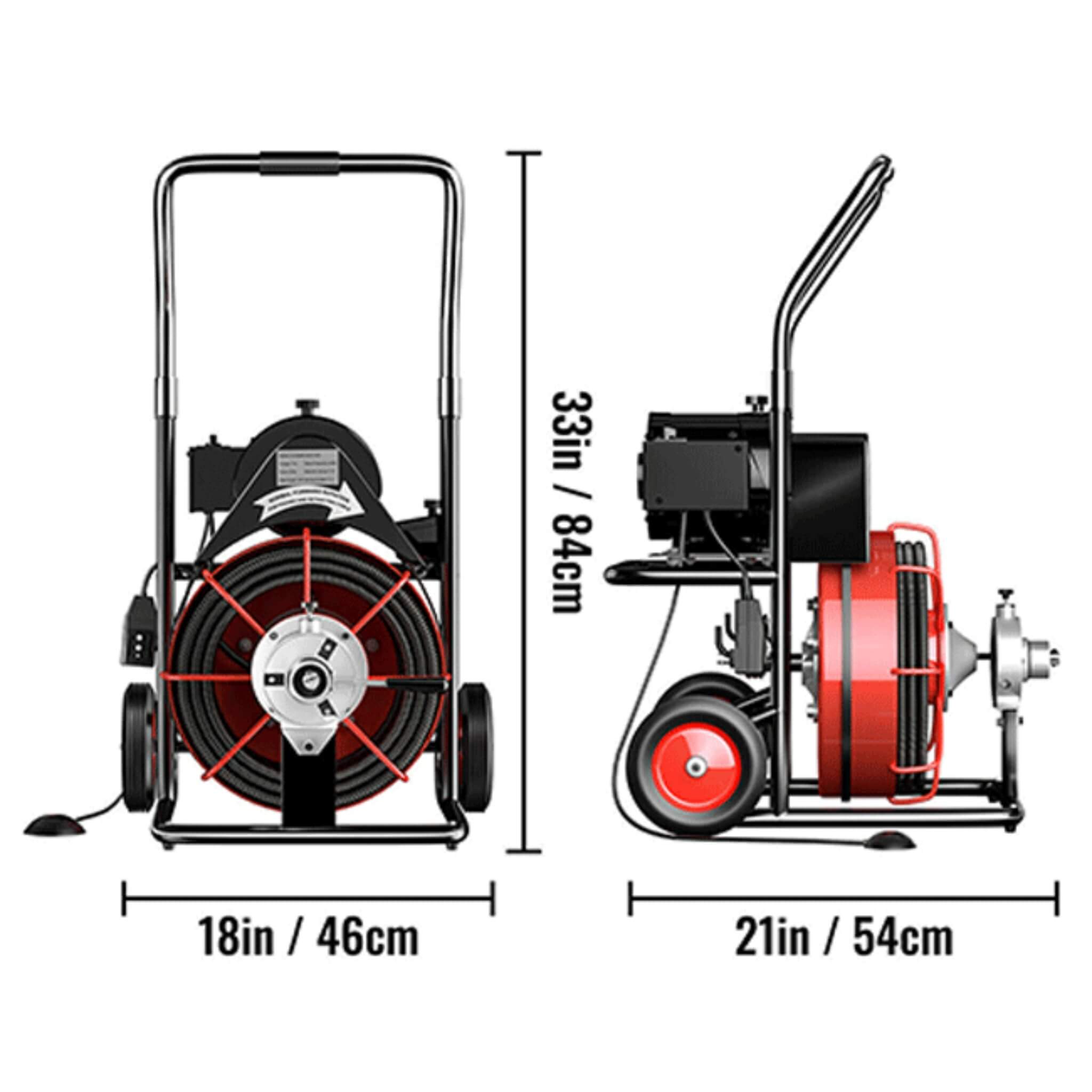 [100FT X 3/8"] Electric Sewer Drain Cleaner Snake Clog Machine W/ Cutter (SAK53785) - Energize Trek