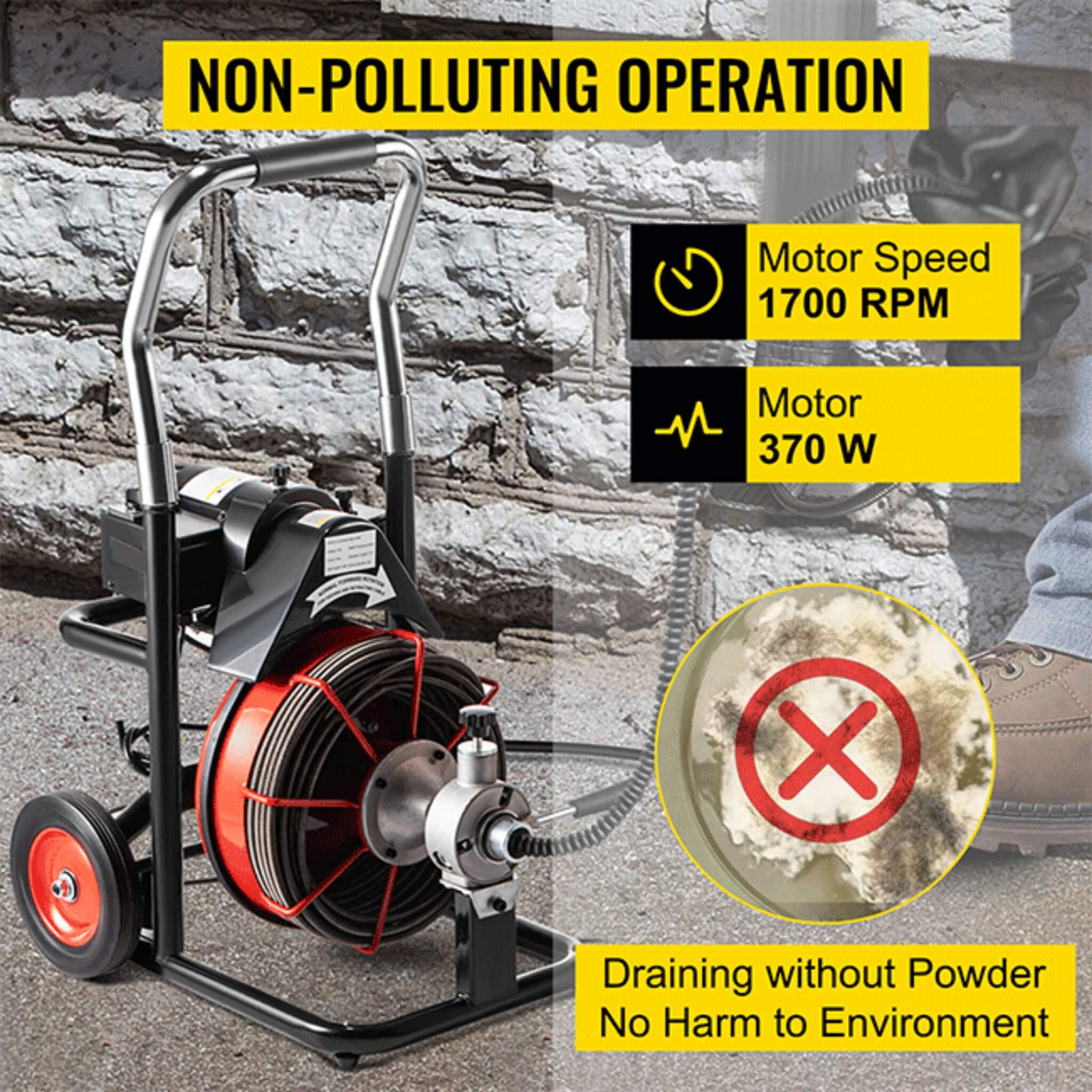 [100FT X 3/8"] Electric Sewer Drain Cleaner Snake Clog Machine W/ Cutter (SAK53785) - Energize Trek