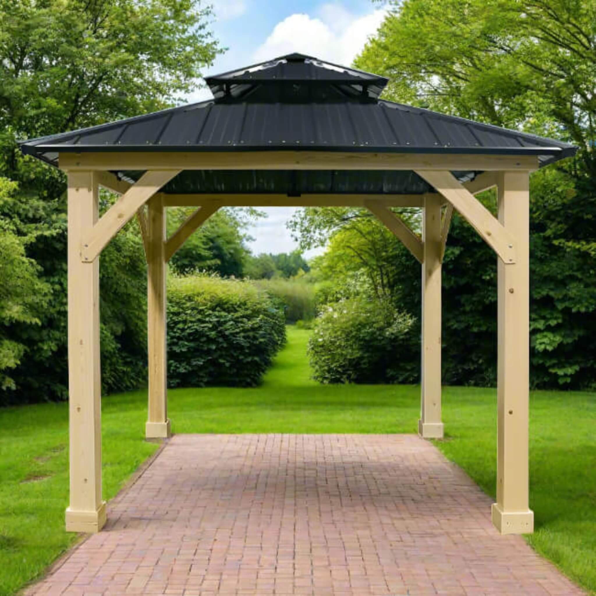 [10x10FT] Premium Outdoor Patio Hardtop Gazebo W/ Double Steel Roof (SAK01291) - Energize Trek
