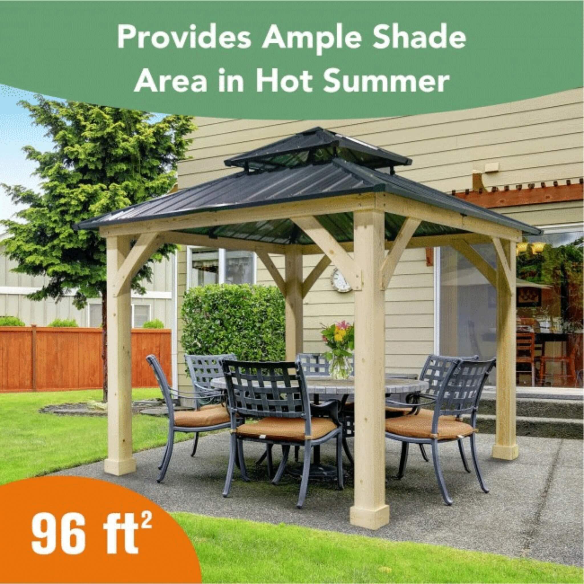 [10x10FT] Premium Outdoor Patio Hardtop Gazebo W/ Double Steel Roof (SAK01291) - Energize Trek