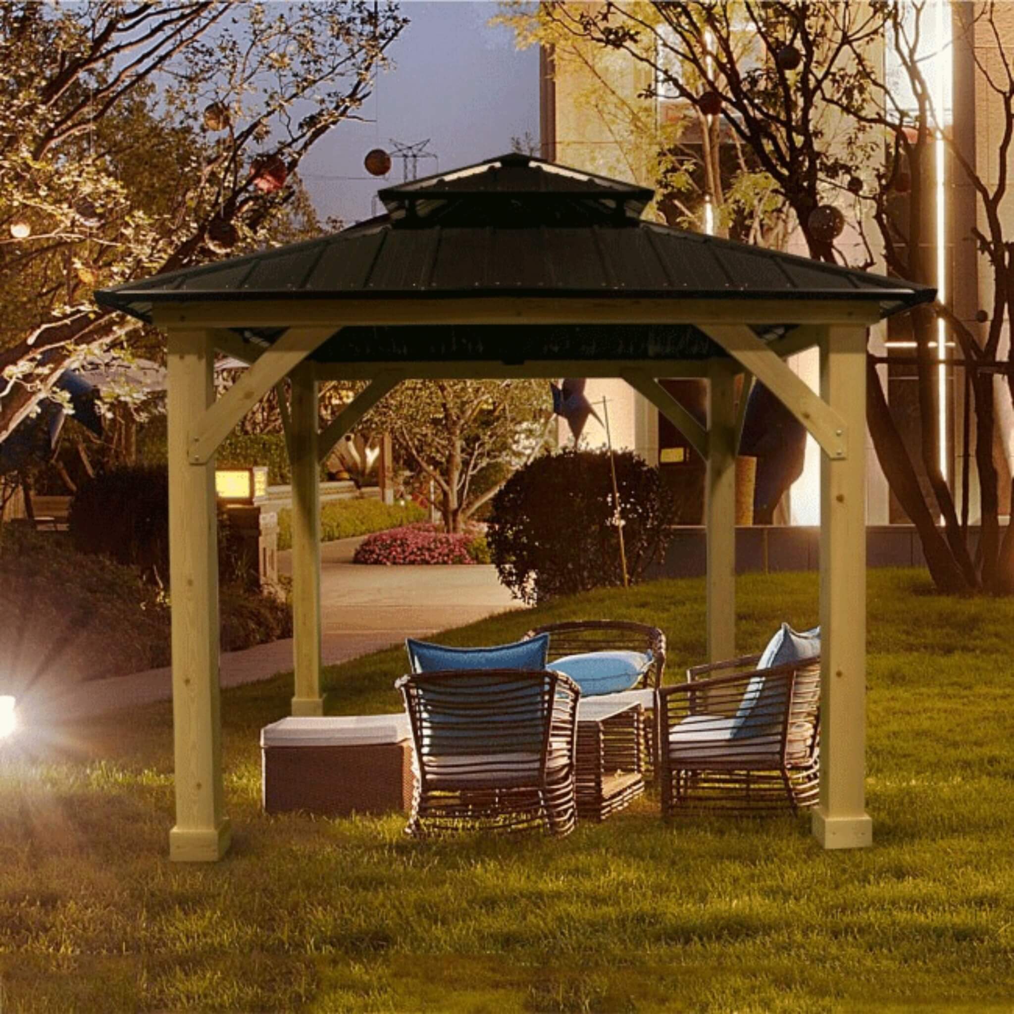 [10x10FT] Premium Outdoor Patio Hardtop Gazebo W/ Double Steel Roof (SAK01291) - Energize Trek