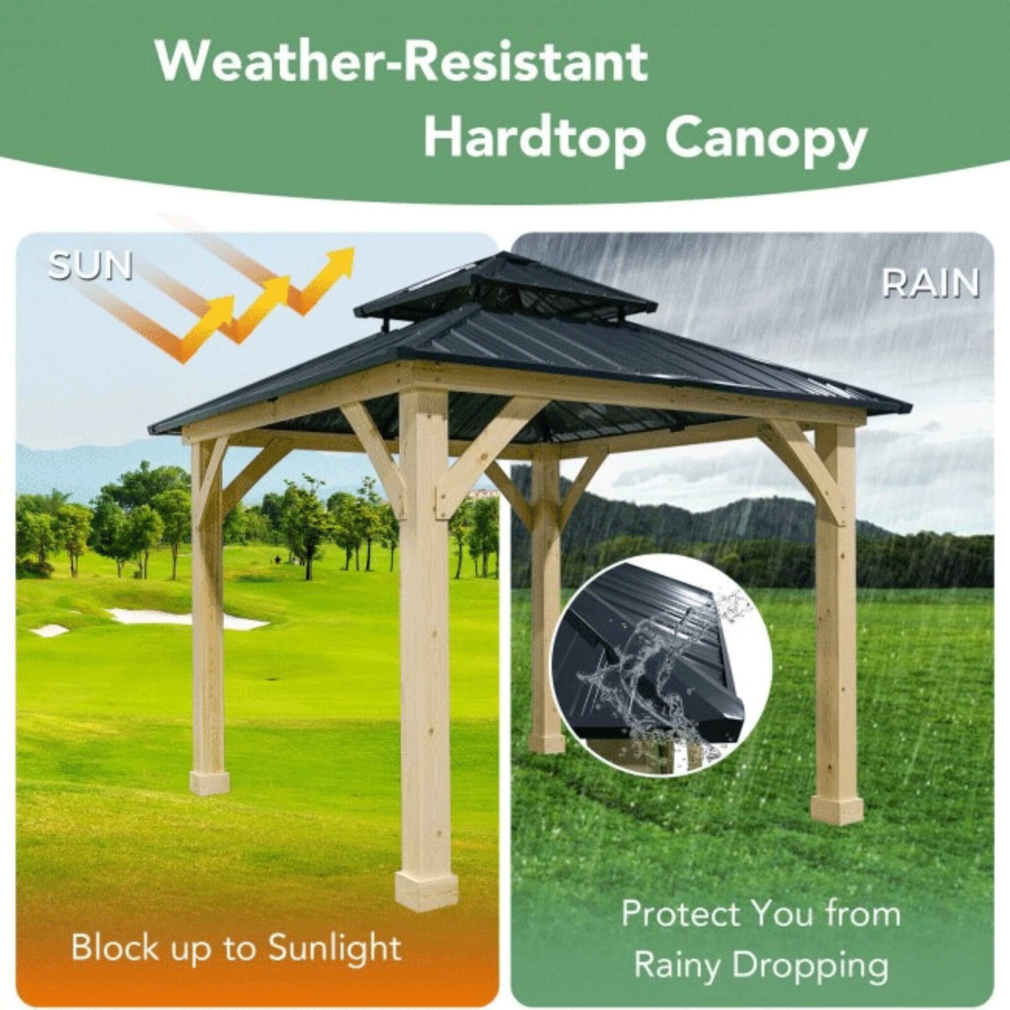 [10x10FT] Premium Outdoor Patio Hardtop Gazebo W/ Double Steel Roof (SAK01291) - Energize Trek
