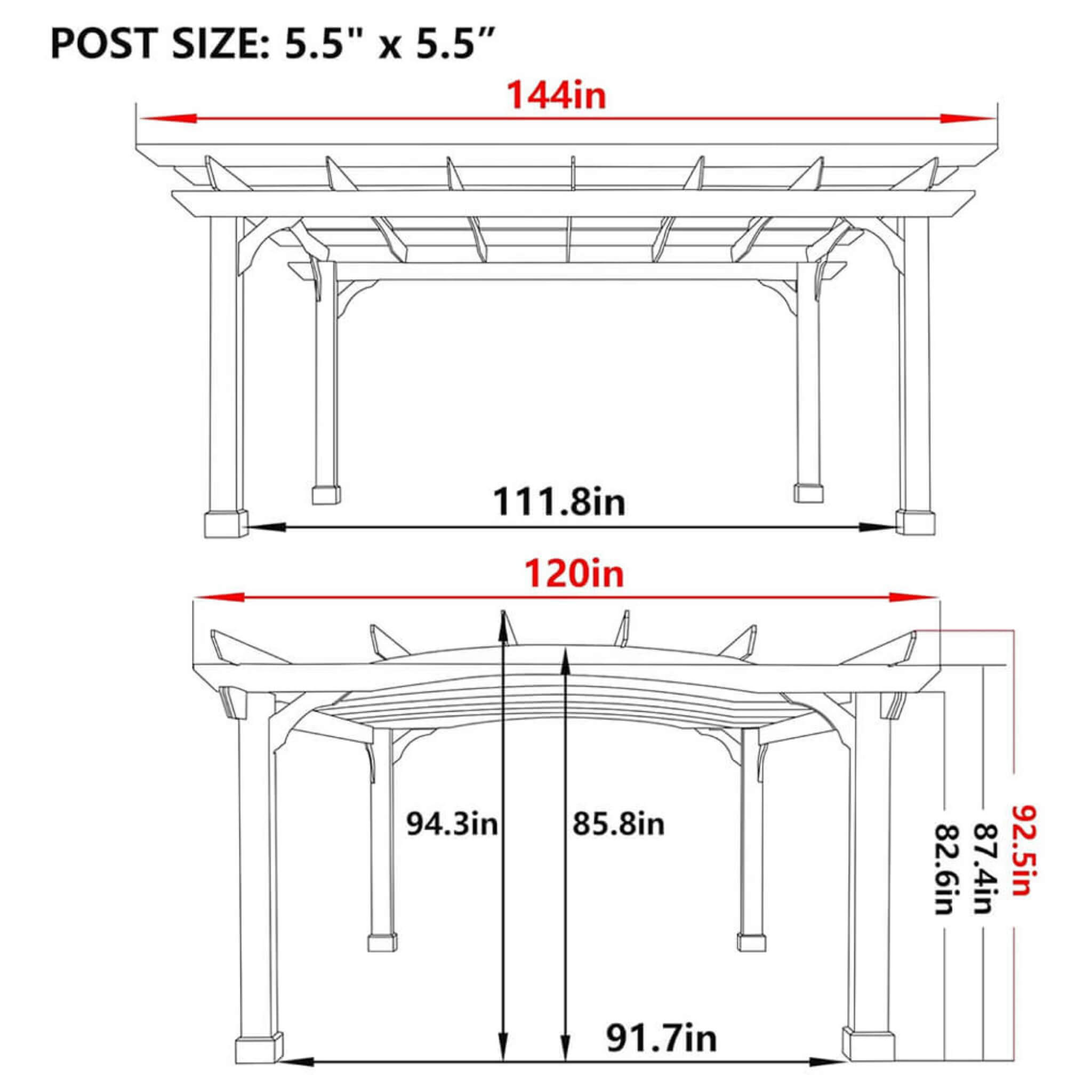 [10x12FT] Premium Outdoor All-Season Backyard Patio Cedar Wood Gazebo Pergola With Arched Roof (SAK42915) - Energize Trek