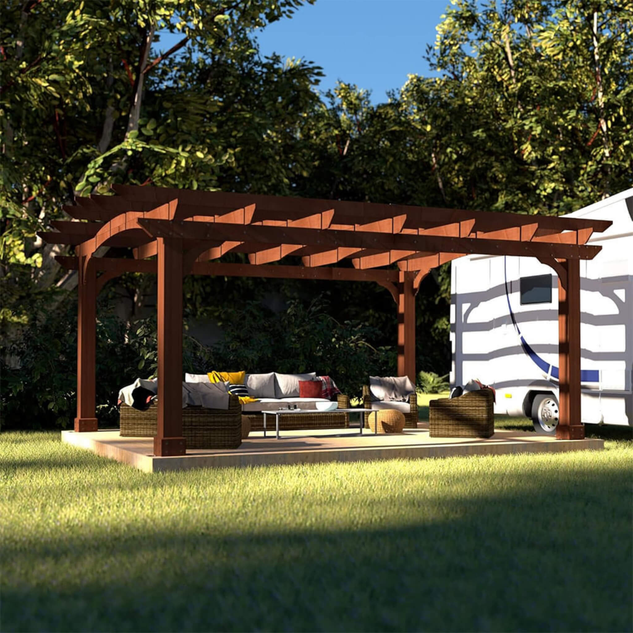 [10x12FT] Premium Outdoor All-Season Backyard Patio Cedar Wood Gazebo Pergola With Arched Roof (SAK42915) - Energize Trek