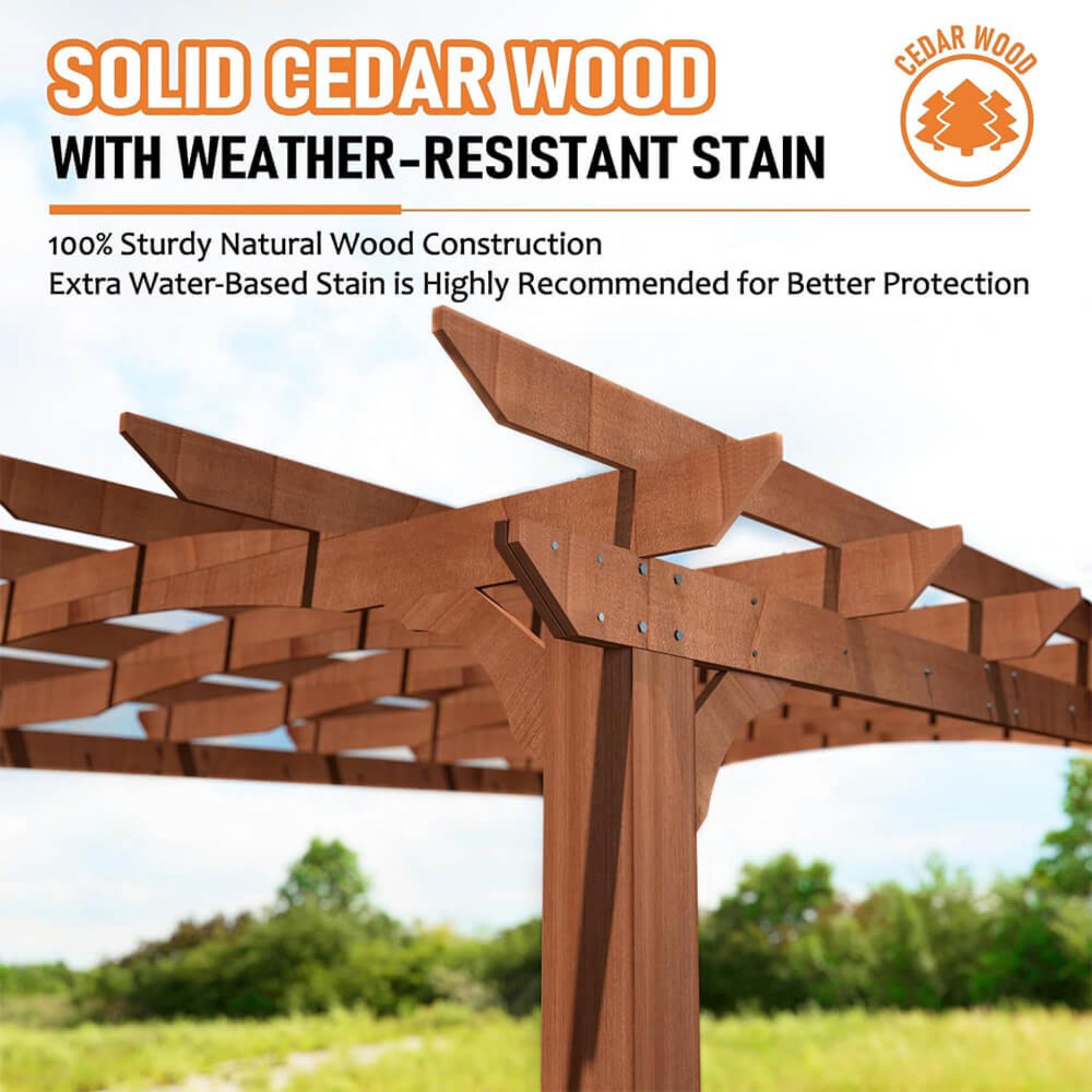 [10x12FT] Premium Outdoor All-Season Backyard Patio Cedar Wood Gazebo Pergola With Arched Roof (SAK42915) - Energize Trek