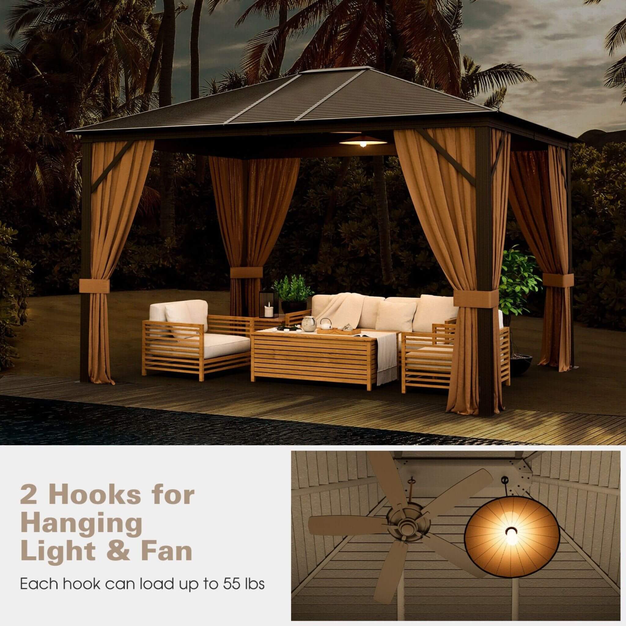 [10X12FT] Premium Outdoor Hardtop Patio Gazebo W/ Galvanized Steel Top & Aluminum Frame (SAK74065) - Energize Trek