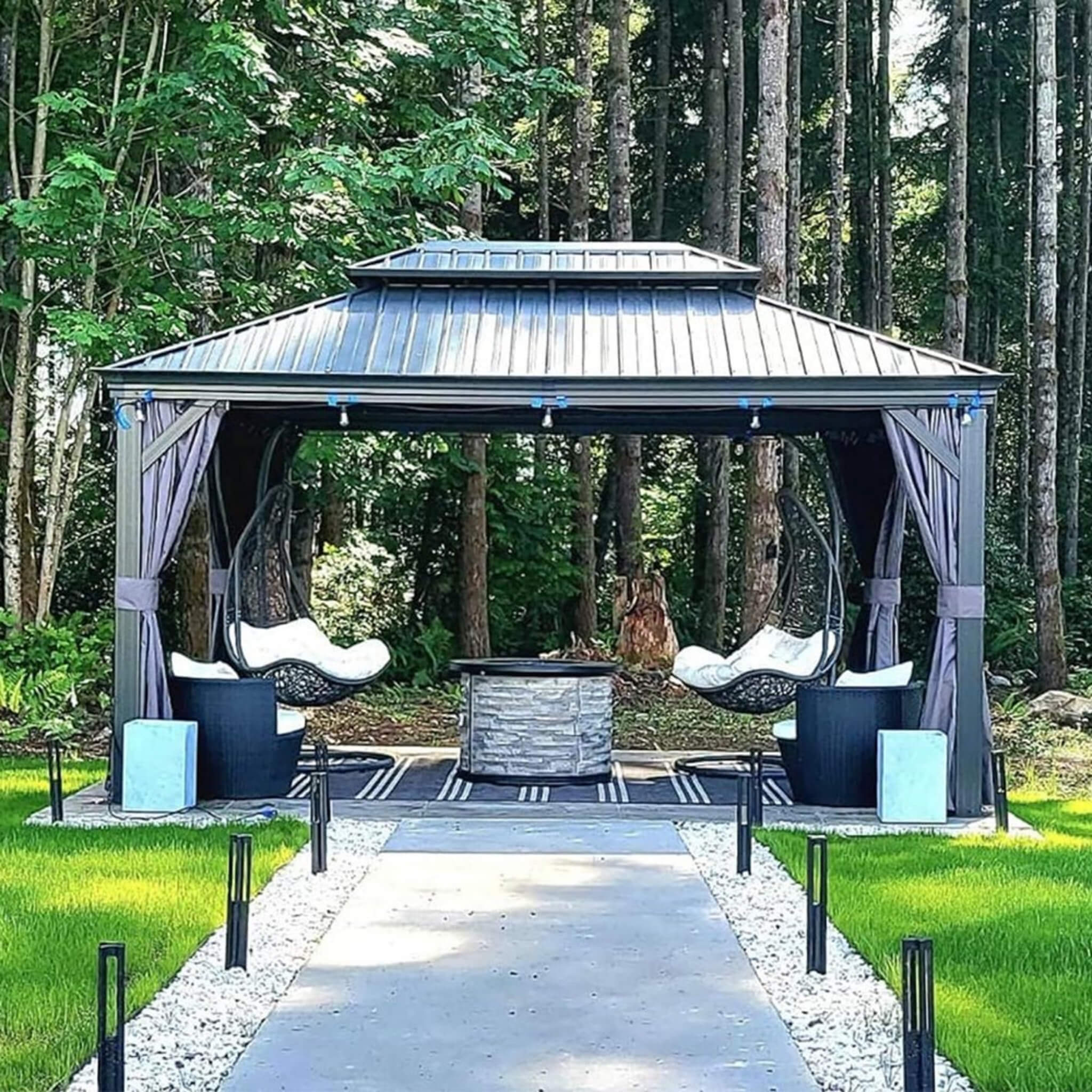 [10x13FT] Large Premium Outdoor Hardtop Aluminum Gazebo With Galvanized Steel Double Roof (SAK74826) - Energize Trek