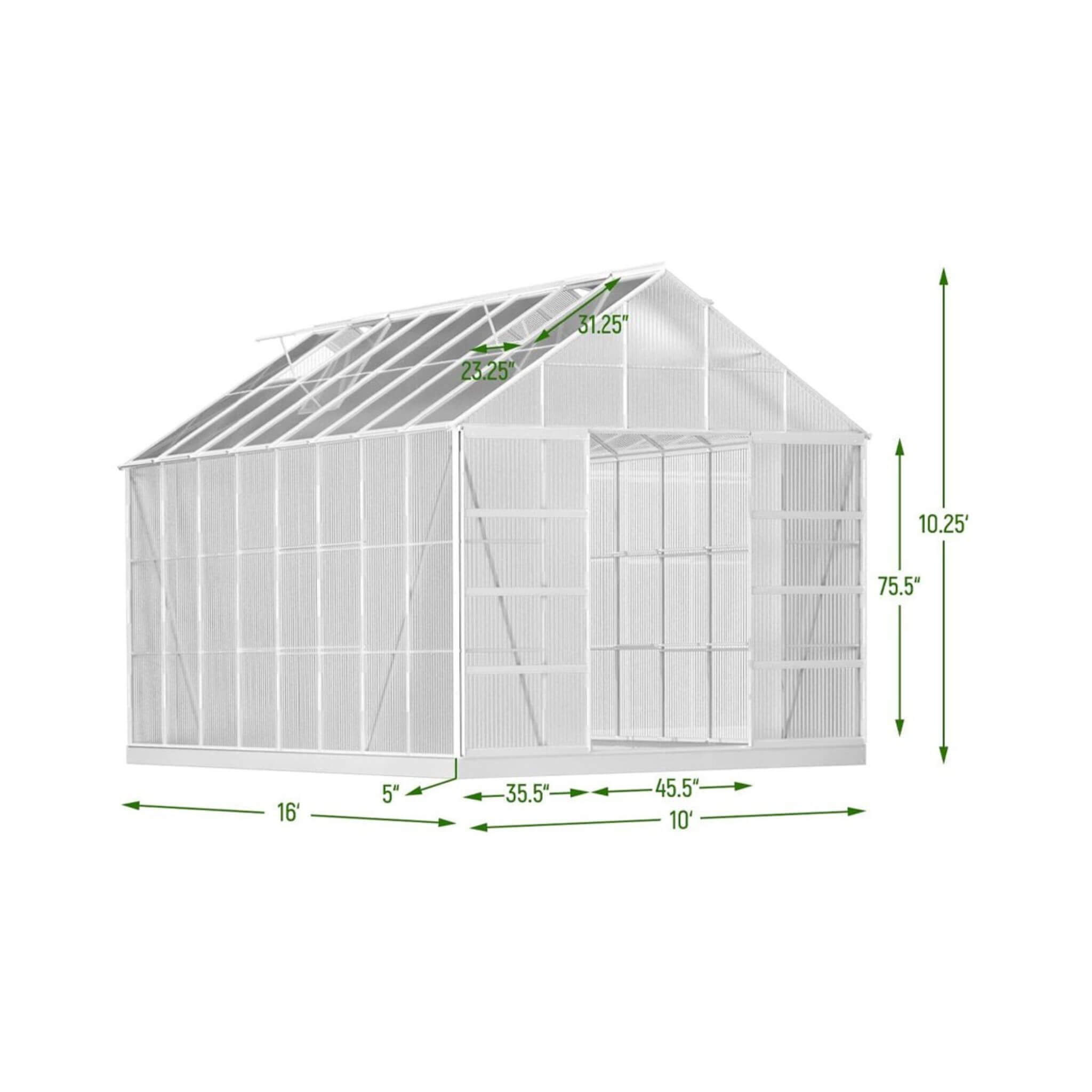 [10x16FT] Extra Large Heavy Duty Backyard Polycarbonate Aluminum Greenhouse With Sliding Doors And Vents (SAK97526) - Energize Trek