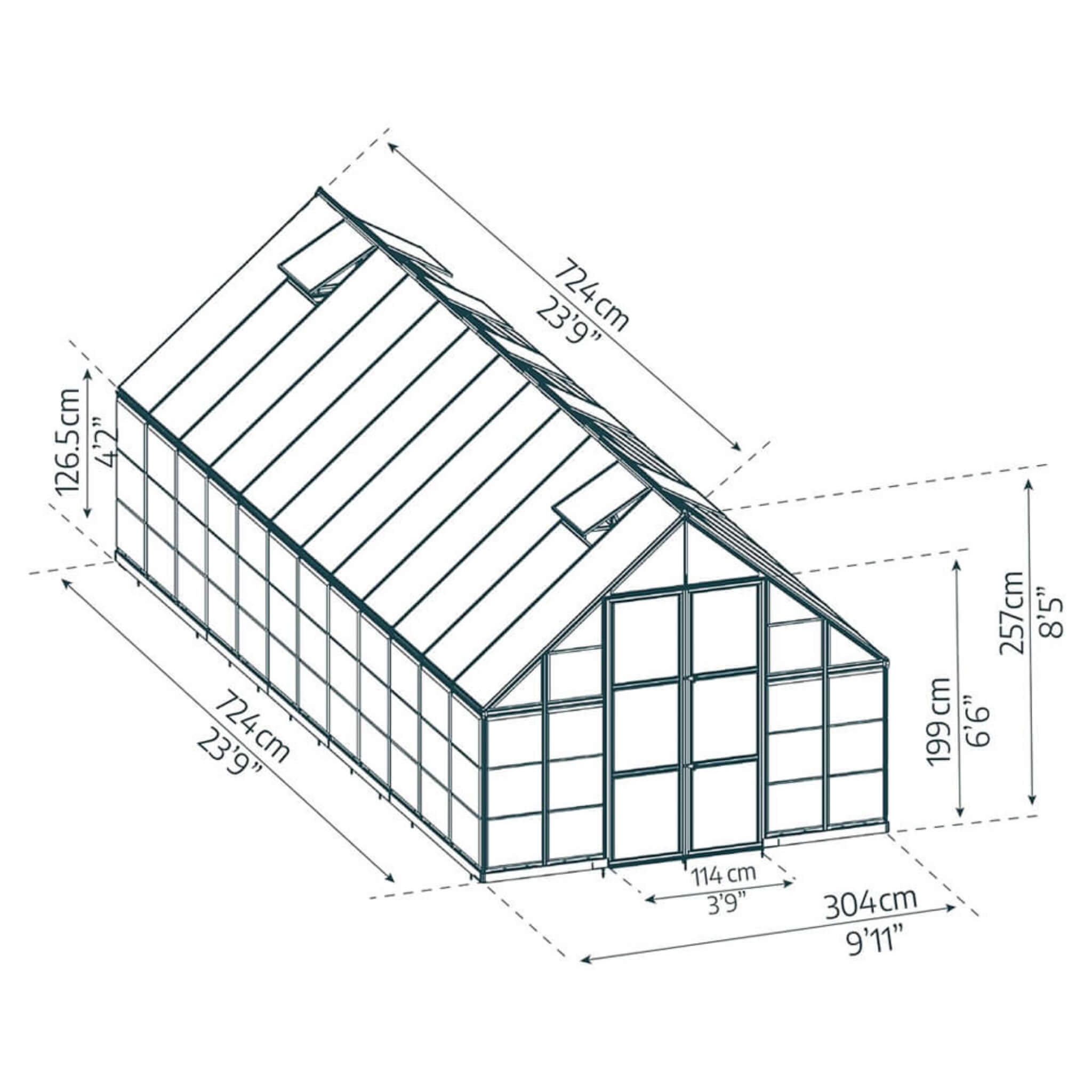 [10x24FT] Premium Heavy-Duty Polycarbonate Walk-In Greenhouse W/ Aluminum Frame & Built-In Gutter System (SAK58472) - Energize Trek