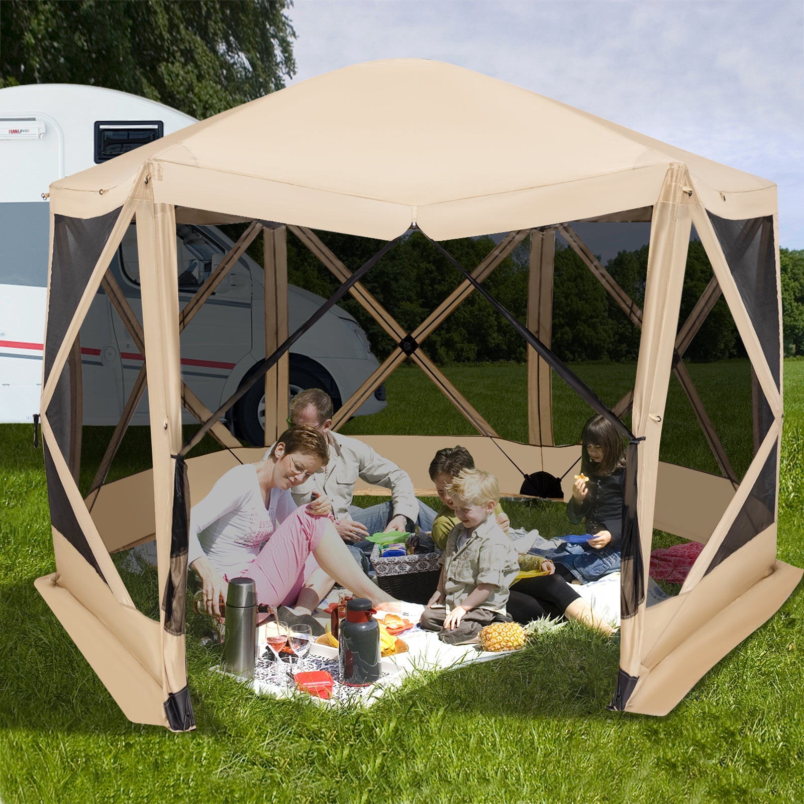 11.5 X 11.5 FT Pop-up Screen House Tent with Portable Carrying Bag - Energize Trek