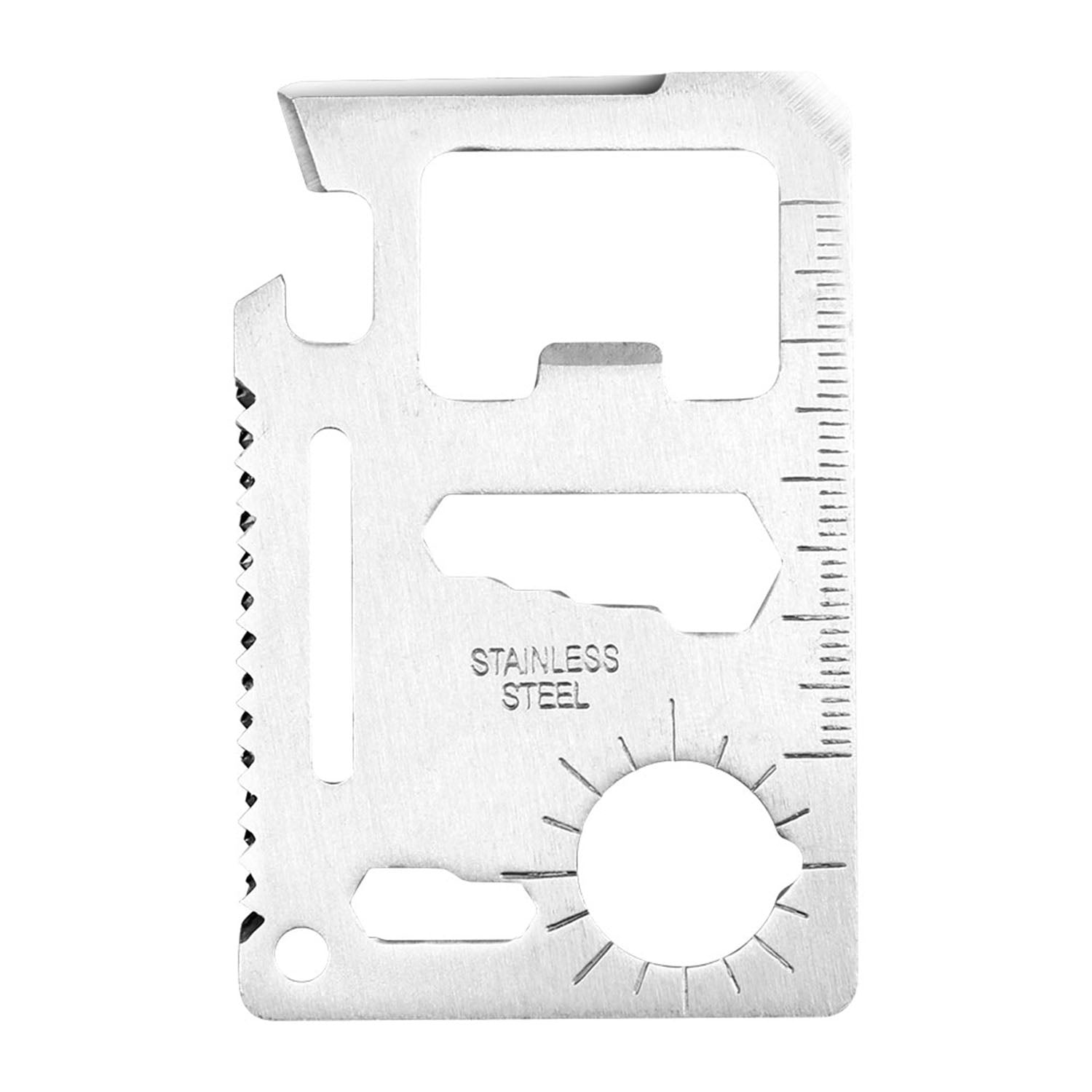 11 In 1 Stainless Steel Multi-tool Credit Card Wallet Portable Survival Pocket Tool Beer Can Opener Knife Fruit Peeler Wrench Saw Blade - Energize Trek