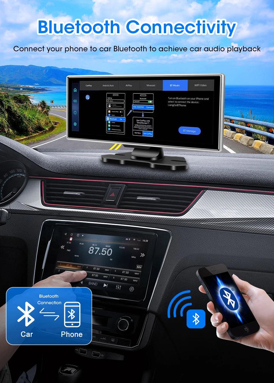 11.26 inch Car DVR 4K Dash Cam Dual Lens Wireless Carplay & Android Auto Video Recorder Monitor GPS Navigation 5G Wifi FM AUX - Energize Trek