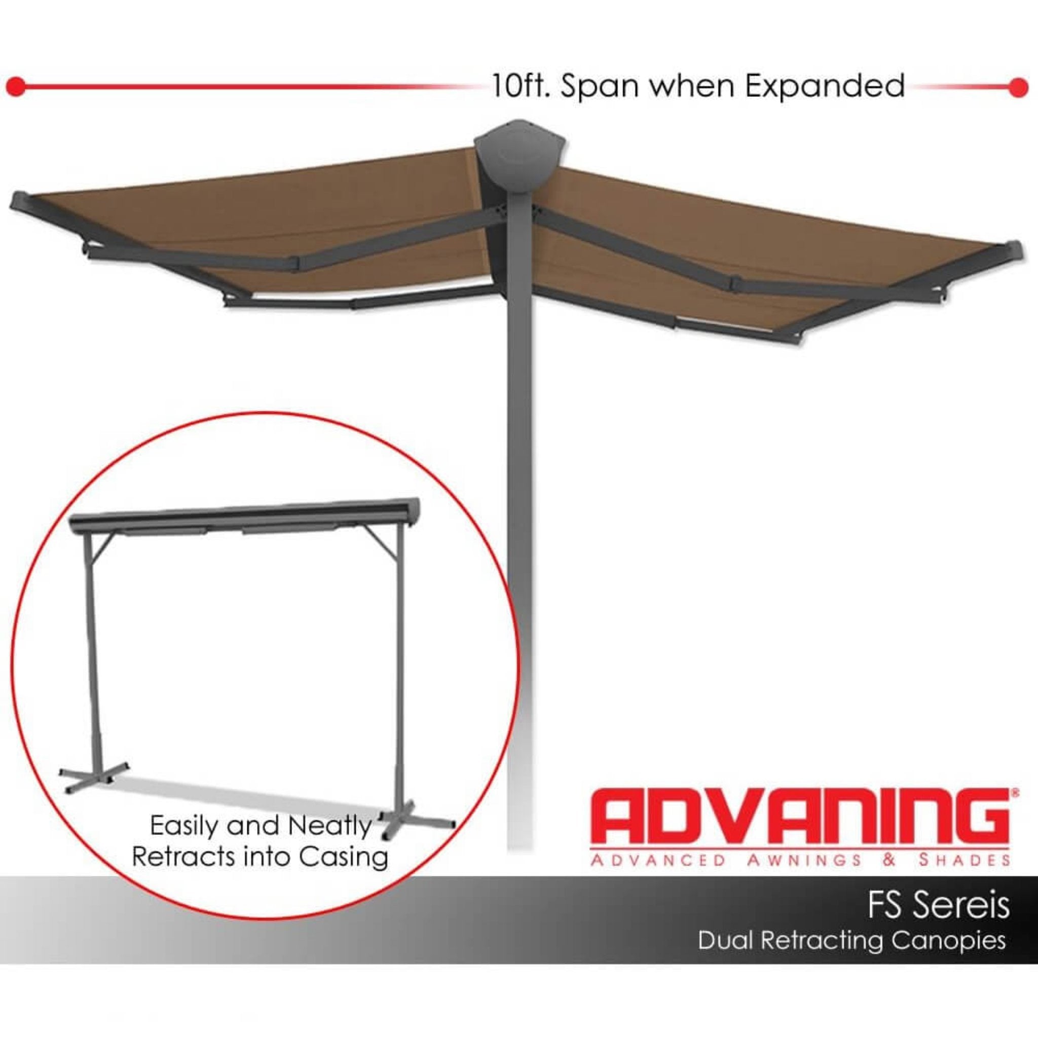 Advaning FS Series Freestanding Dual-Deploying Manual Retractable Awning [FS1110/1410] (SAK62975) - Energize Trek